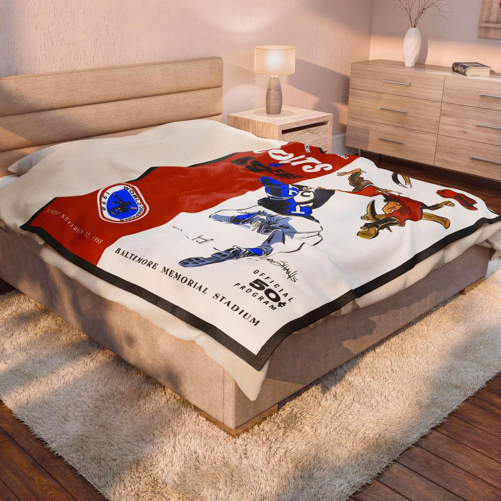Football Fan Throw Blanket, Super Soft 1959 49ers vs Colts Game Day Stadium Design, Football Sports Gift, Home Bedding