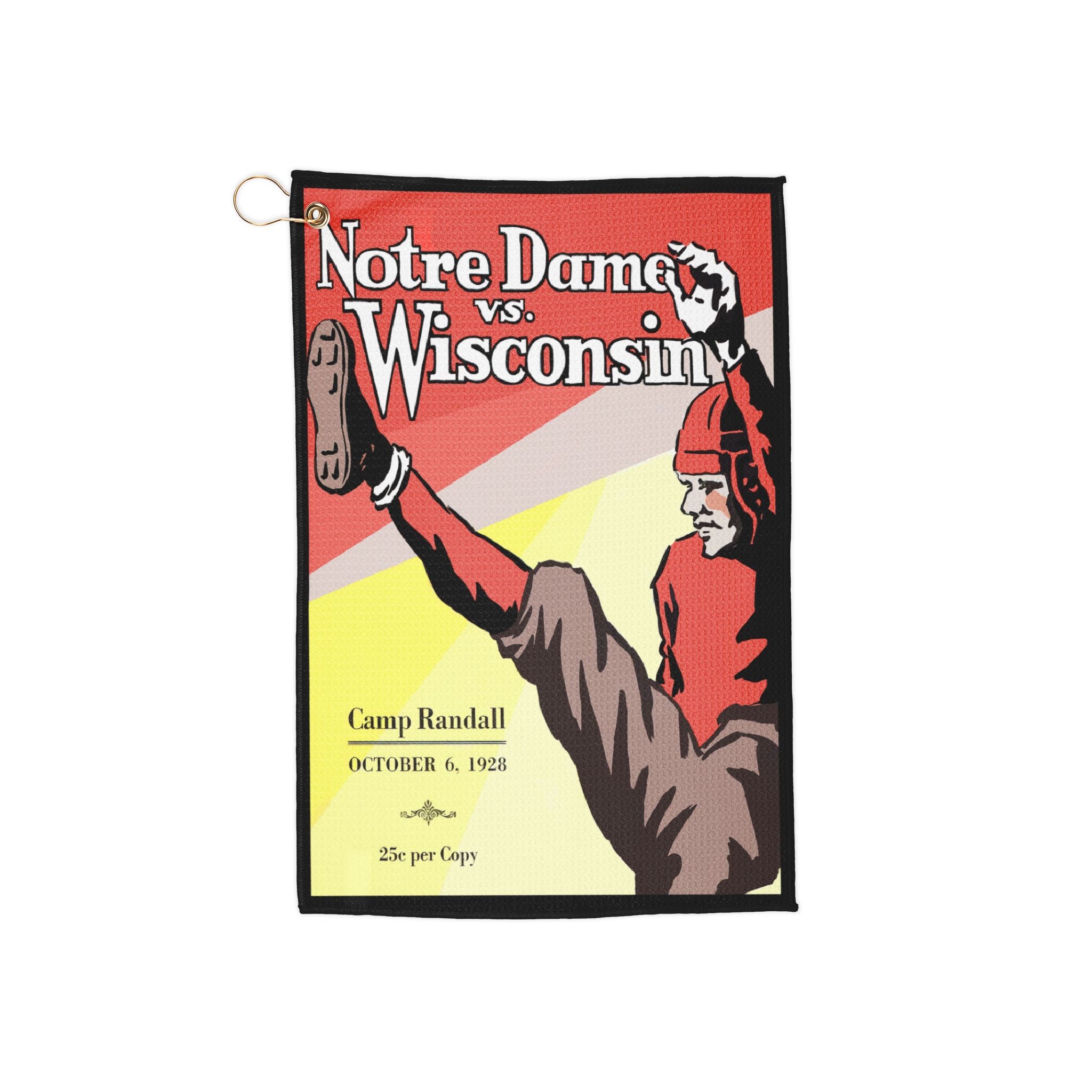 Vintage Football Golf Towels - 1928 Wisconsin vs Notre Dame Sports Fan Gift, Golf Accessories, Golf Gifts, Golf Towel with Retro Football