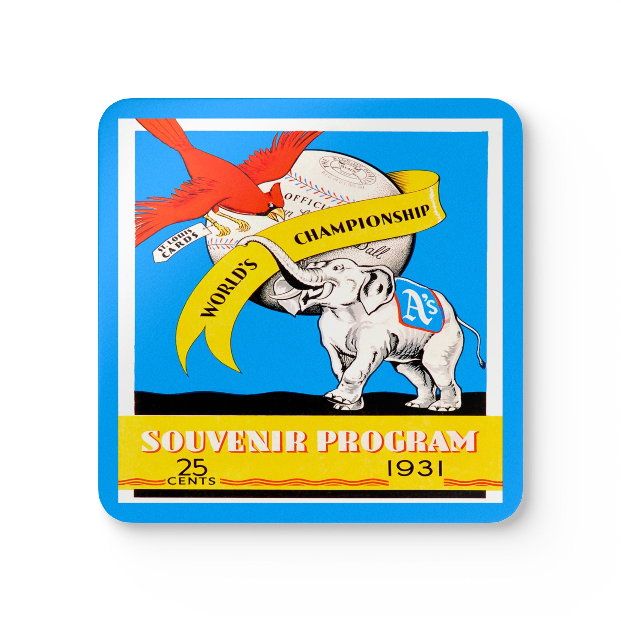 1931 Baseball World Series Cardinals Athletics - Corkwood Coaster Set