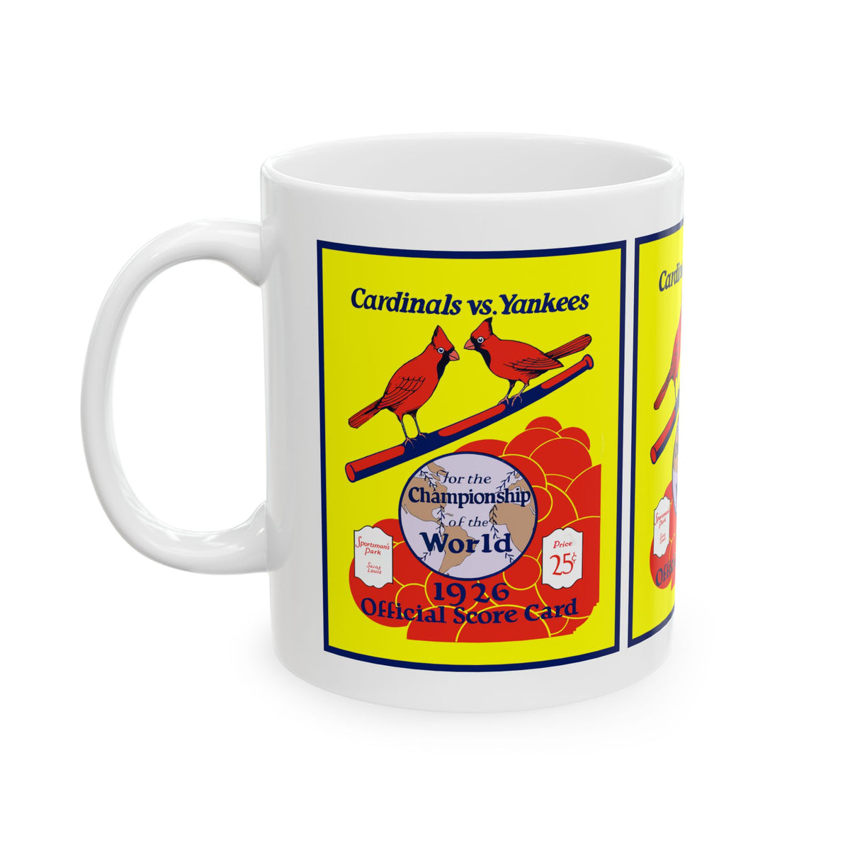 Baseball Scorecard Mug — 1926 Cardinals vs. Yankees Vintage Baseball World Series (11oz/15oz)