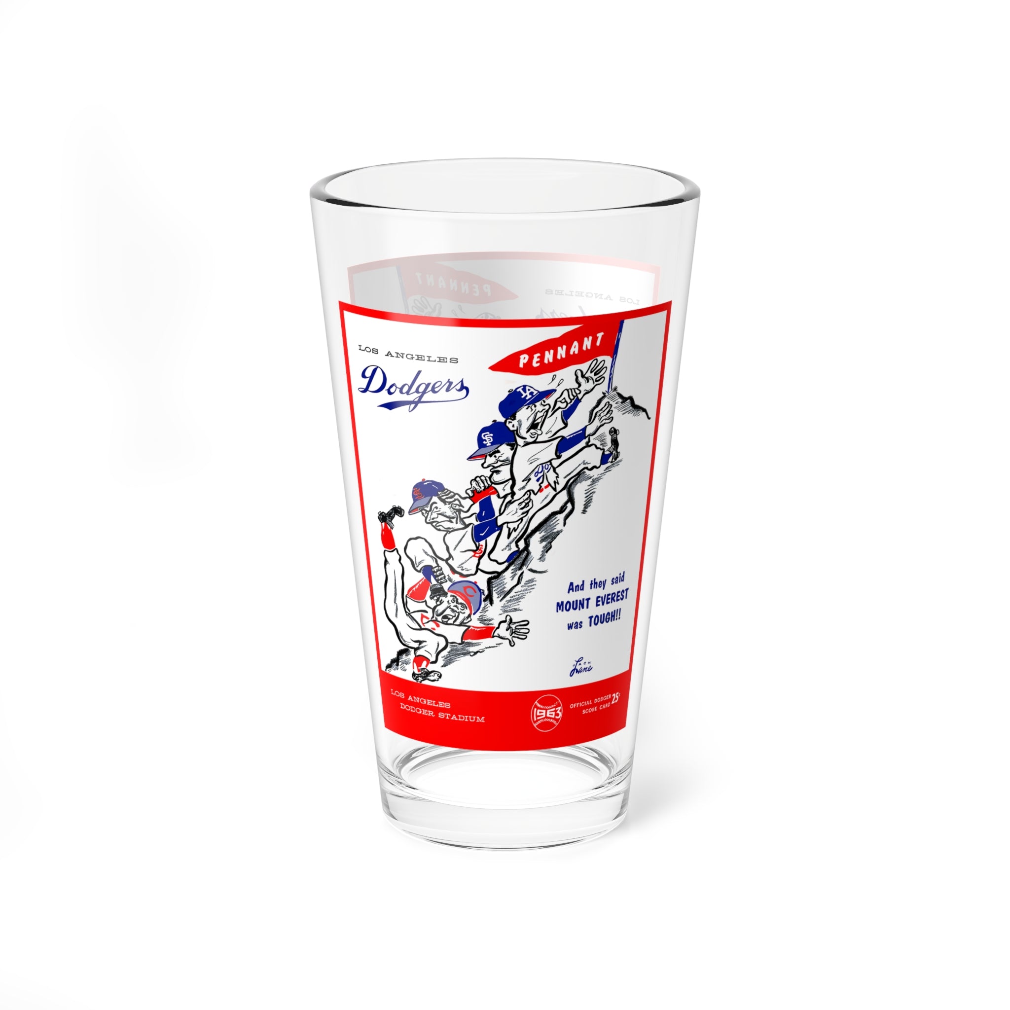 1963 Vintage Los Angeles Baseball Retro Pennant 16oz Mixing Glass