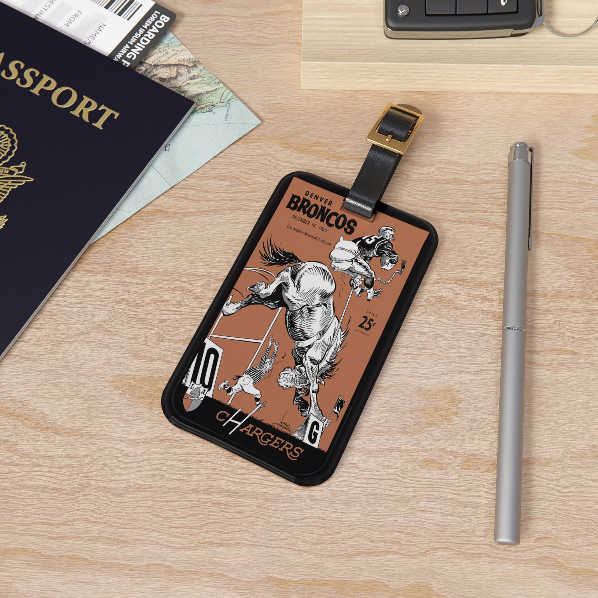 1960 Broncos vs Chargers Football Luggage Tag