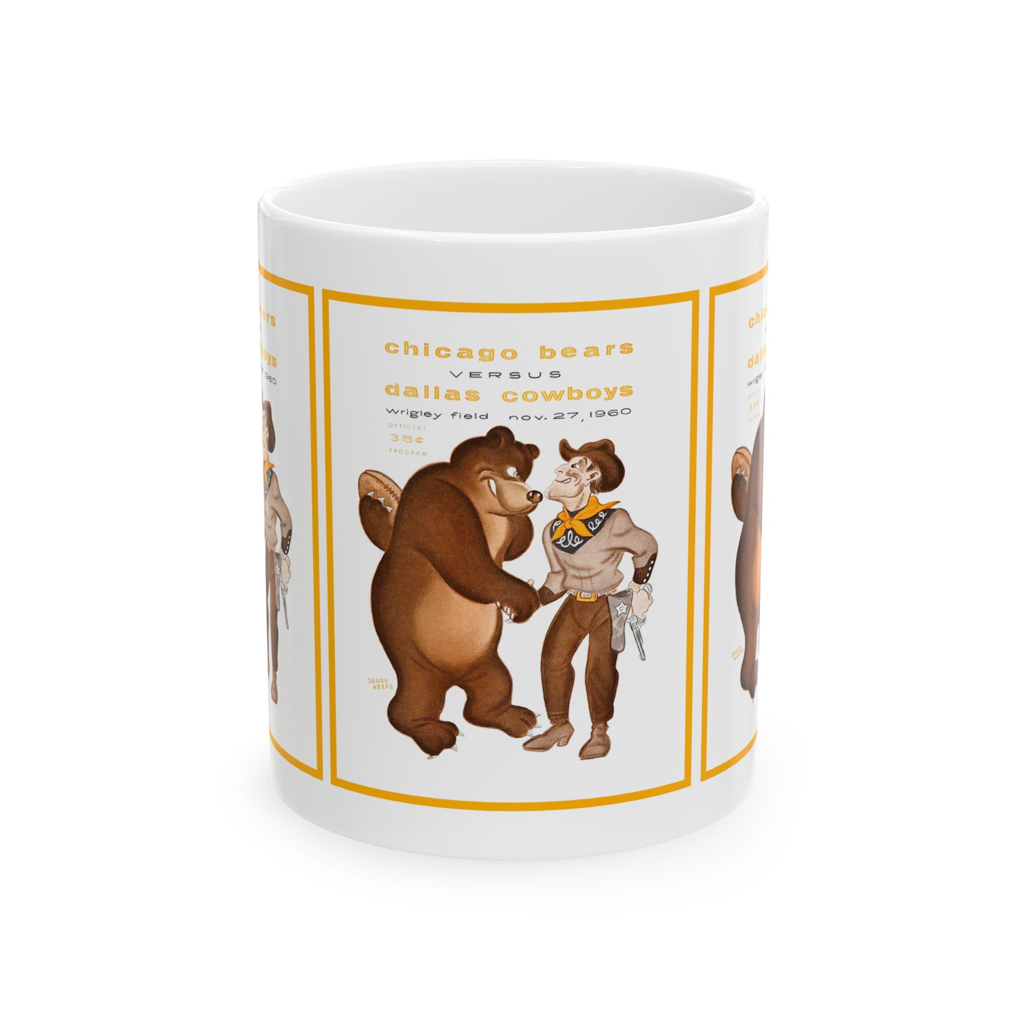 Football Bears Cowboys Ceramic Mug, 1960 Vintage Sports Fans Gift, Coffee Cup, Tea Mug, Team Spirit, Sports Memorabilia