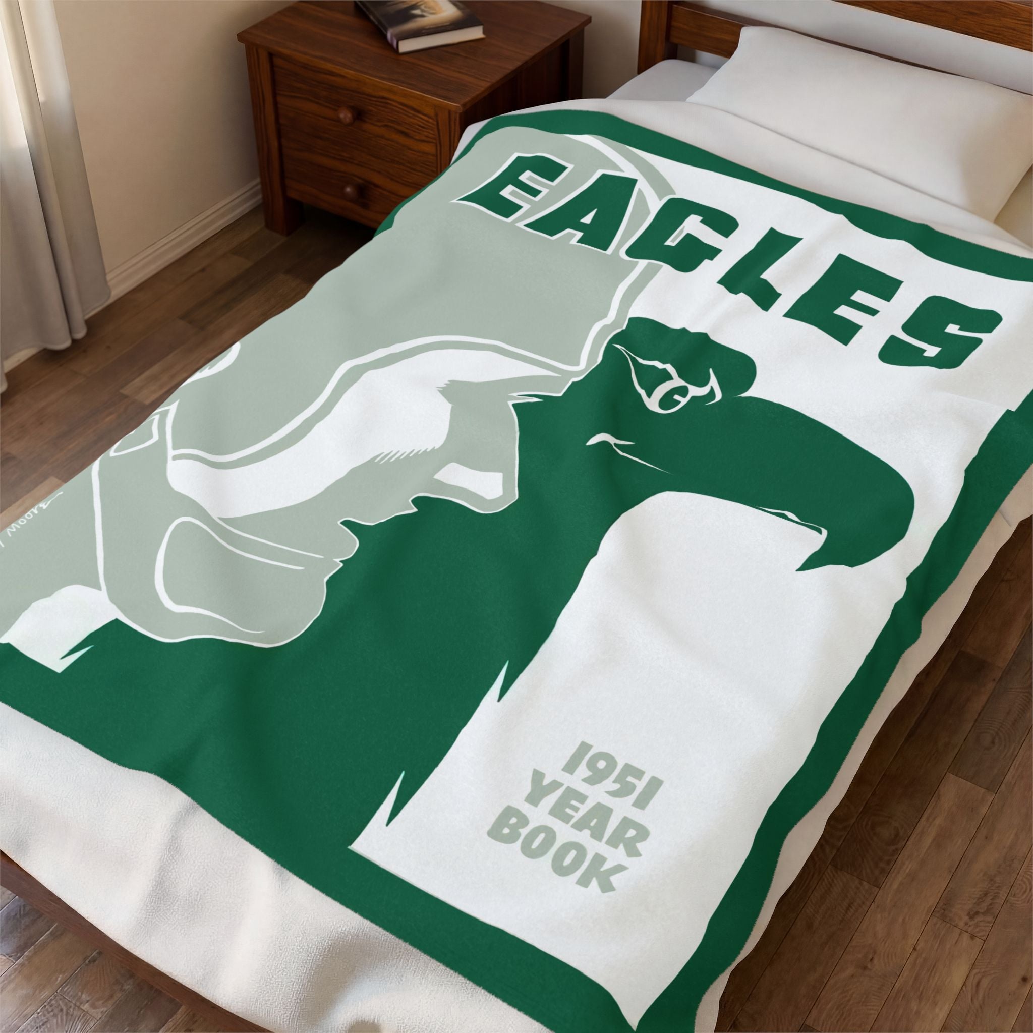 Velveteen Plush Blanket, 1951 Eagles Football Yearbook Philadelphia, Throw Blanket, Home Decor, Gift for Sports Fans, Game Day Blanket