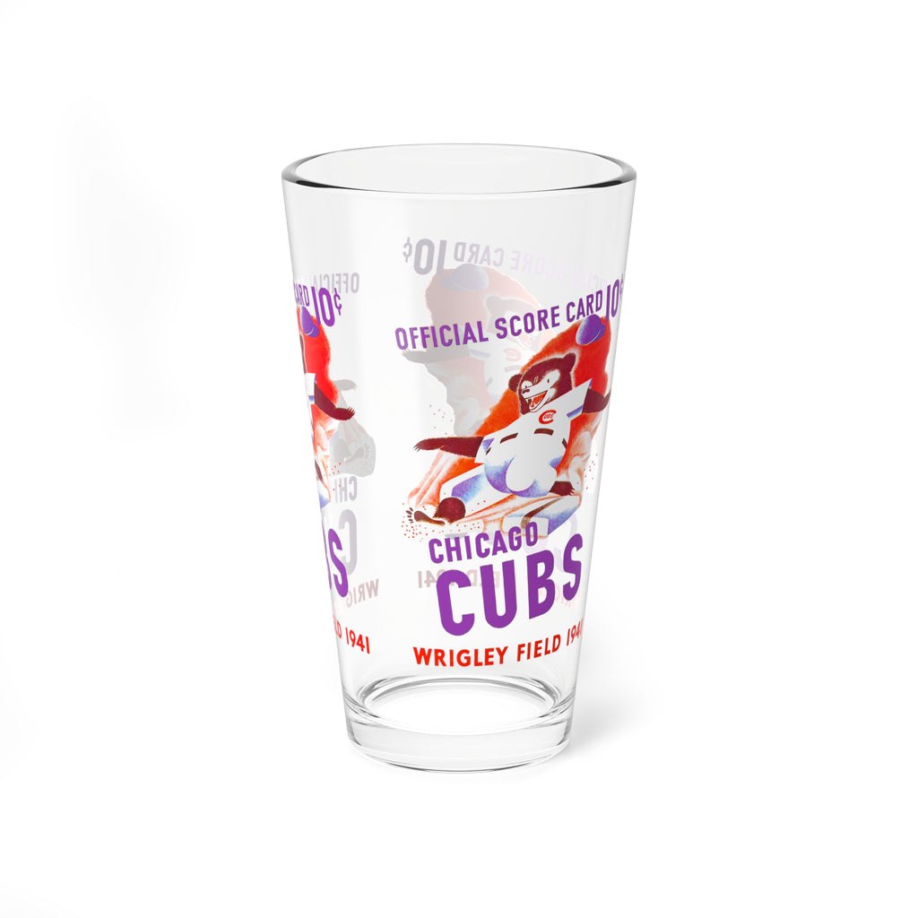 1941 Vintage Chicago Baseball Program Cover - Sliding Bear  -  Pint Glass, 16oz