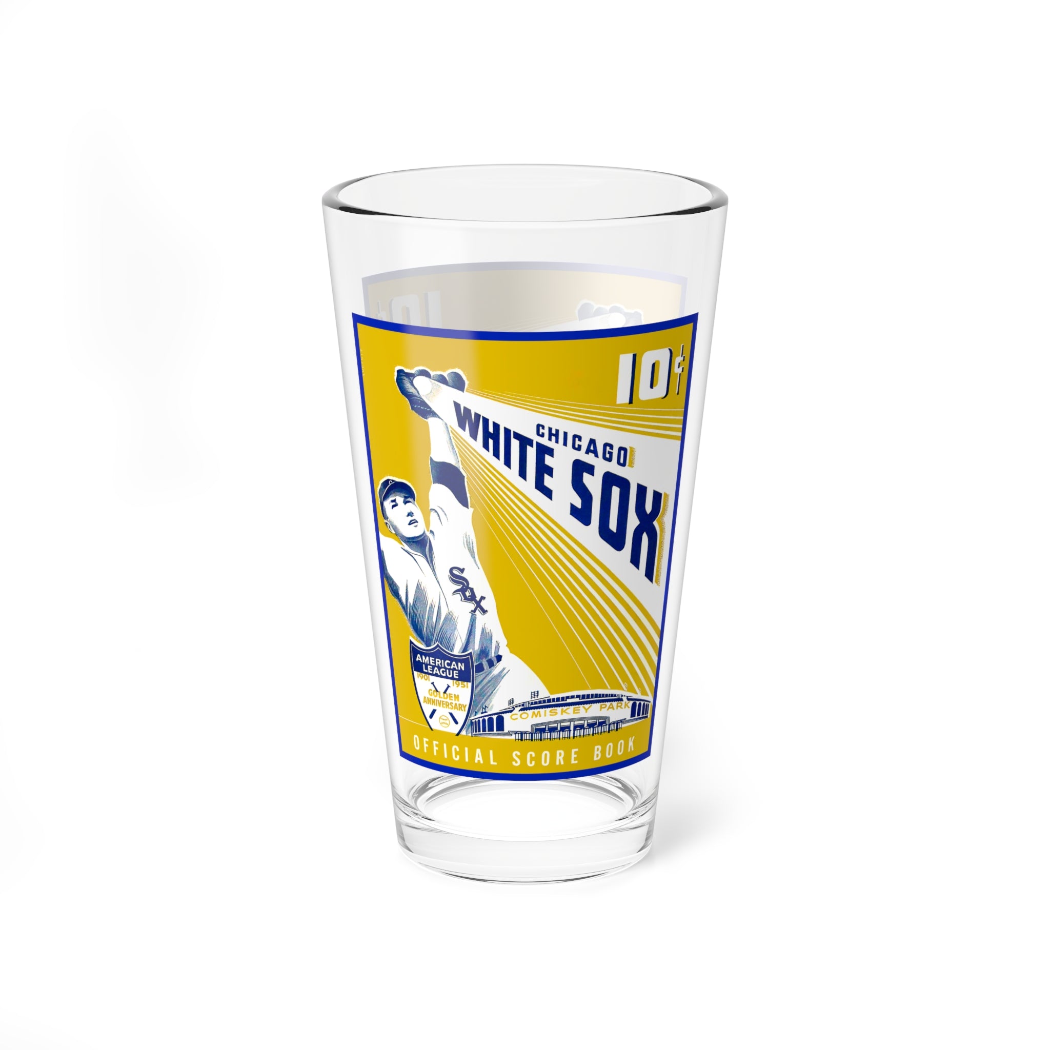 Mixing Glass 16oz - 1951 Baseball Chicago White Sox, Vintage Sports Fan Drinkware, Retro Barware Gift, Cocktail Glassware, Baseball
