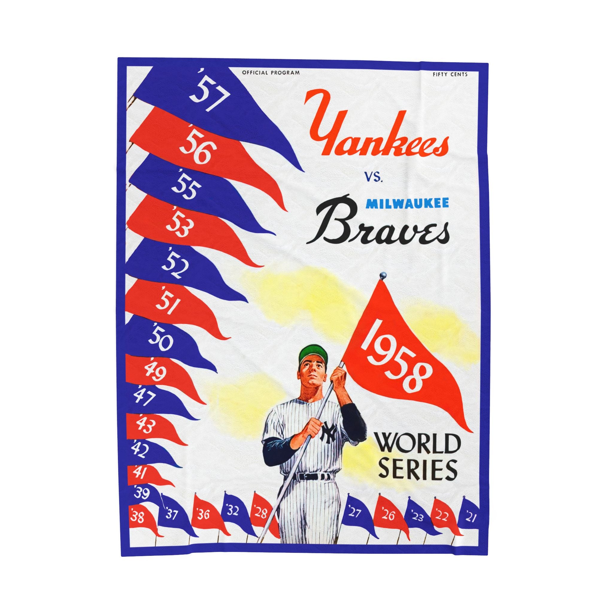 Vintage Baseball World Series Blanket, Yankee vs Braves 1958, Sports Fan Gift, Throw, Bedding Decor, Sofa Couch Cover, Home Decor