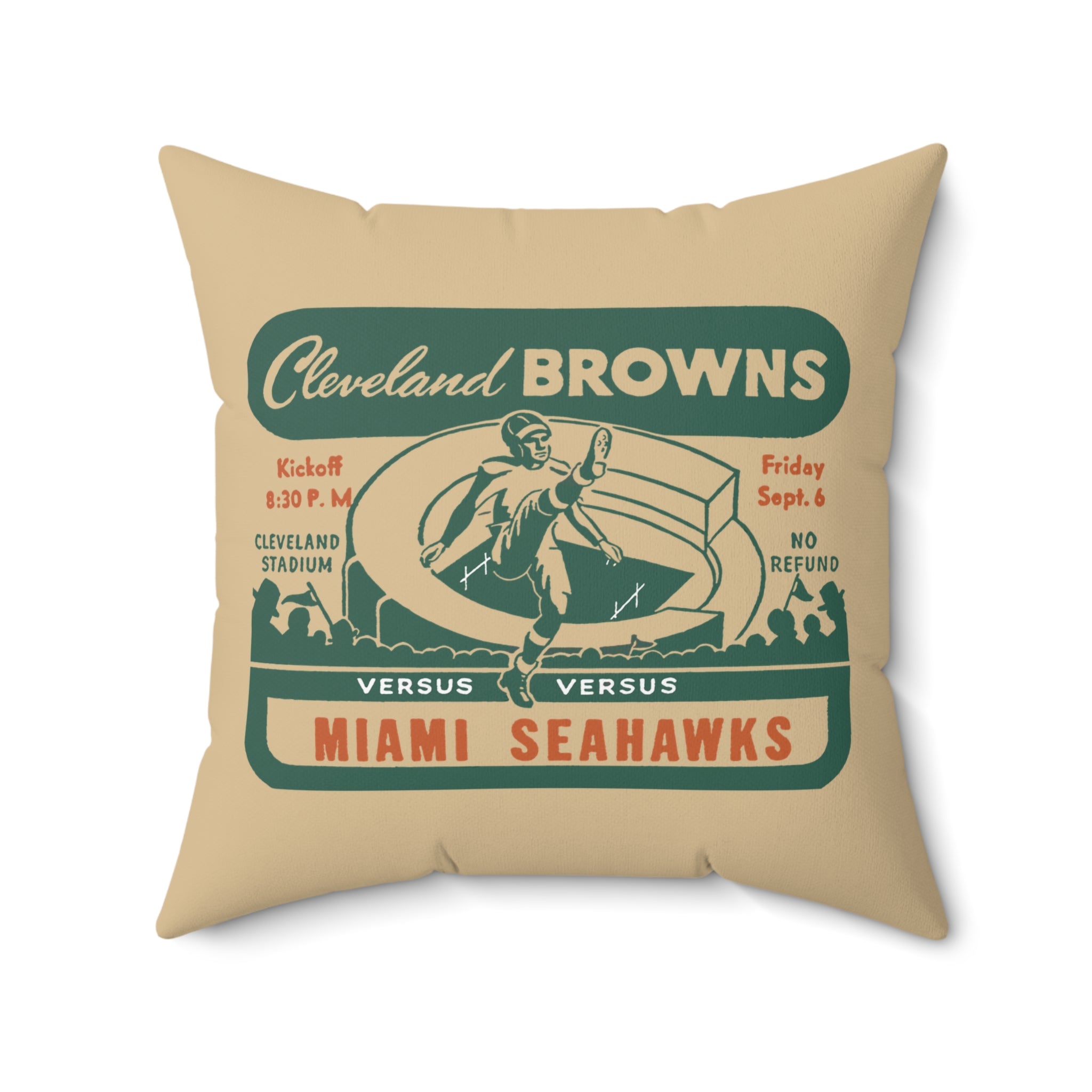 Vintage 1946 AAFC Cleveland Browns vs Miami Seahawks Football Indoor Throw Pillow