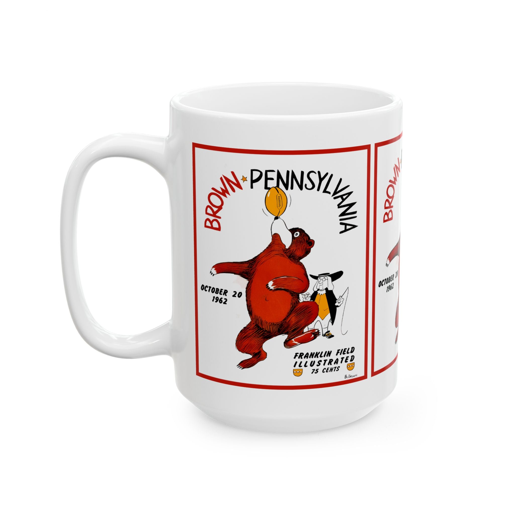 Ceramic Mug, 1962 Football Brown - Pennsylvania, Sports Fan Gift, Coffee Mug, Tea Cup, Hot Cocoa Mug, Unique Mug, Gift for Him, Gift for Her