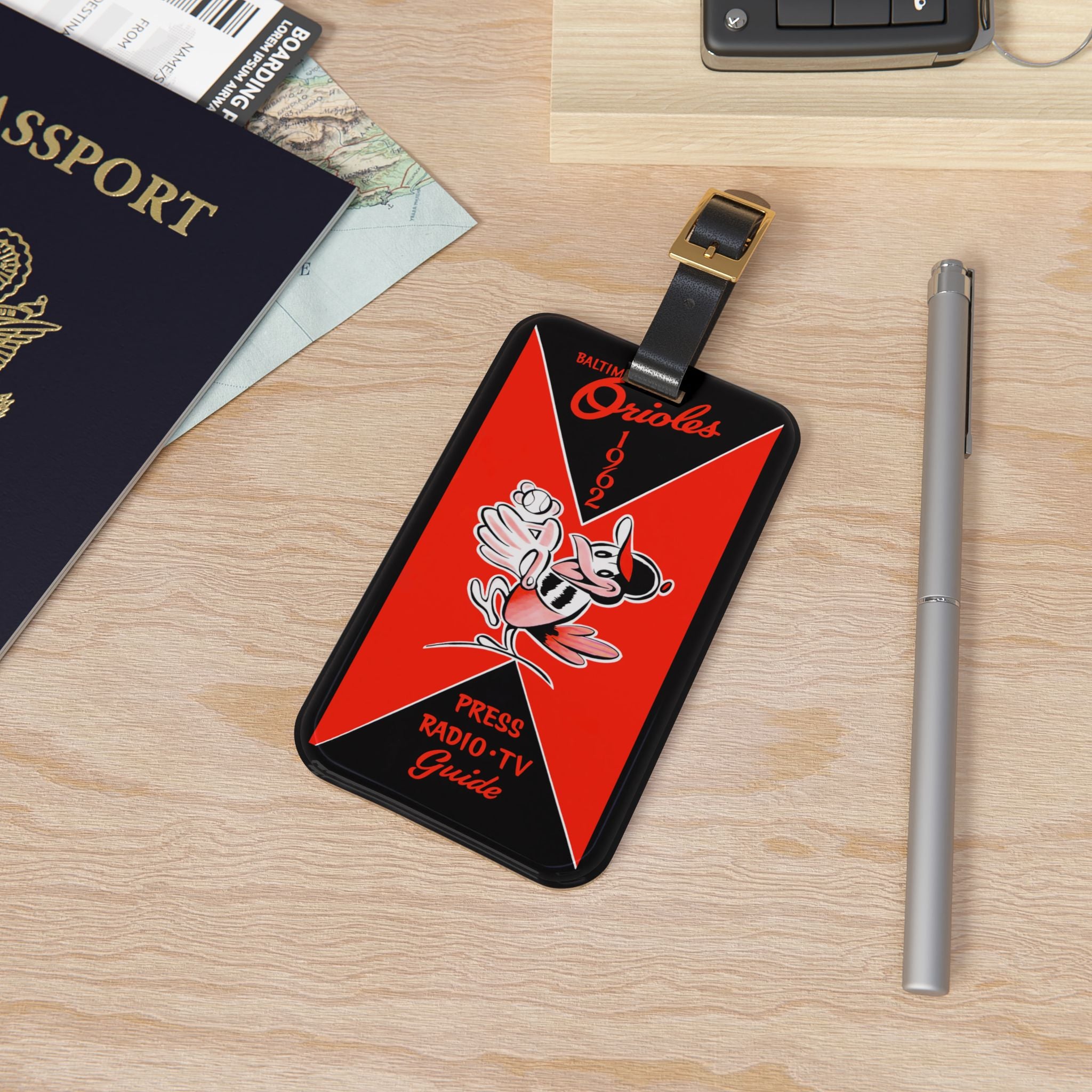 1962 Baseball Baltimore Luggage Tag | Vintage Baseball Travel ID