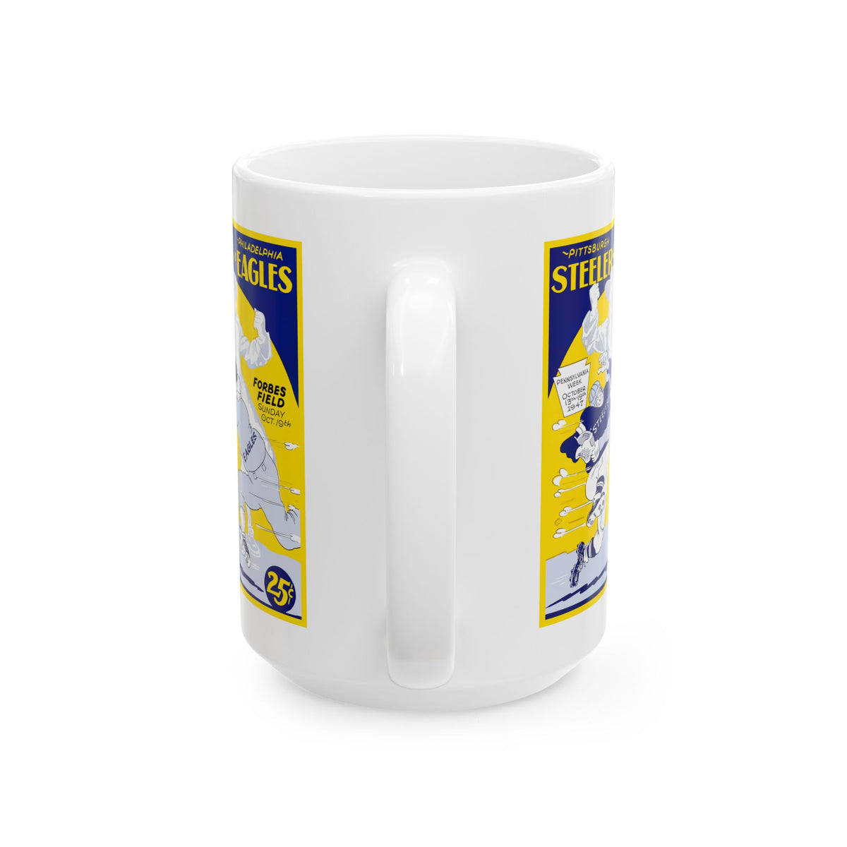 1947 Vintage Football Steelers vs Eagles  Game Program Cover Ceramic Mug (11oz, 15oz)