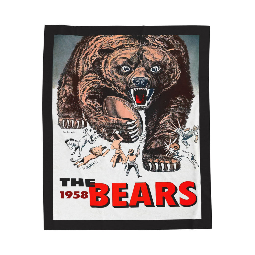 Velveteen Plush Blanket - 1958 Football Chicago Bears Yearbook, Throw Blanket, Bedding, Home Decor, Sports Fan Gift, Cozy Blanket