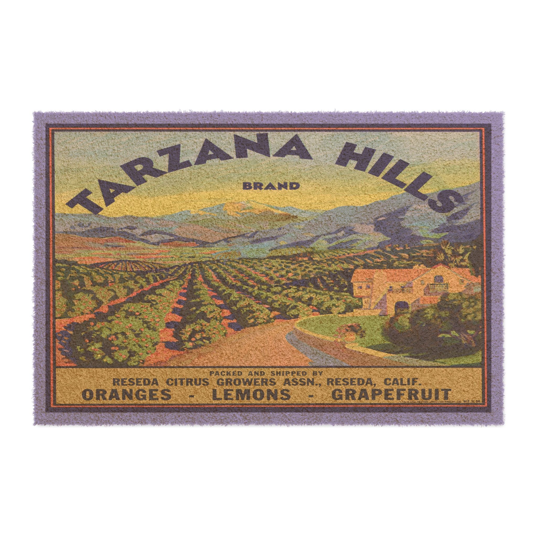 1950's Vintage Produce Label - Tarzana Hills - Doormat