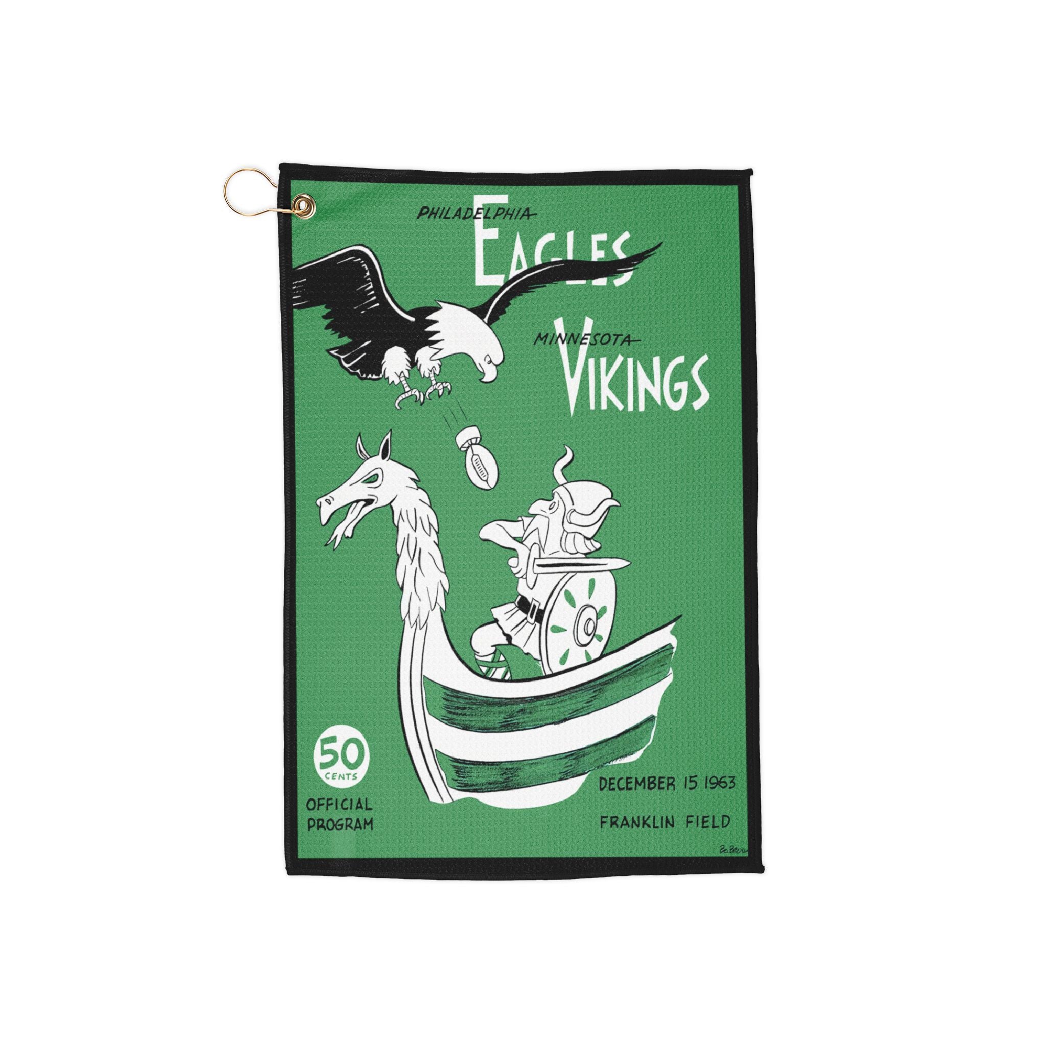 Vintage 1963 Football Eagles-Vikings Golf Towel, Sports Fan Gift, Golf Course Accessory, Retro Golf Towel, Golf Lover Present
