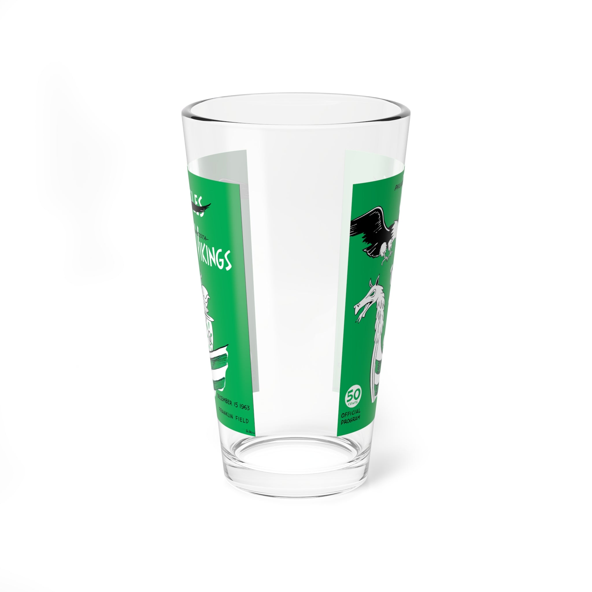 Mixing Glass, 16oz - Vintage 1963 Football Minnesota Vikings Philadelphia Eagles, Sports Fan Gift, Game Day Barware, Drinkware, Football