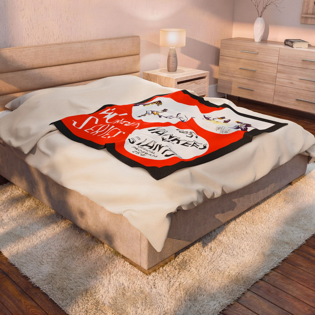 Velveteen Plush Blanket, 1937 Baseball World Series Yankees Giants Throw, Sports Fan Home Decor, Cozy Stadium Blanket, Gift for Baseball