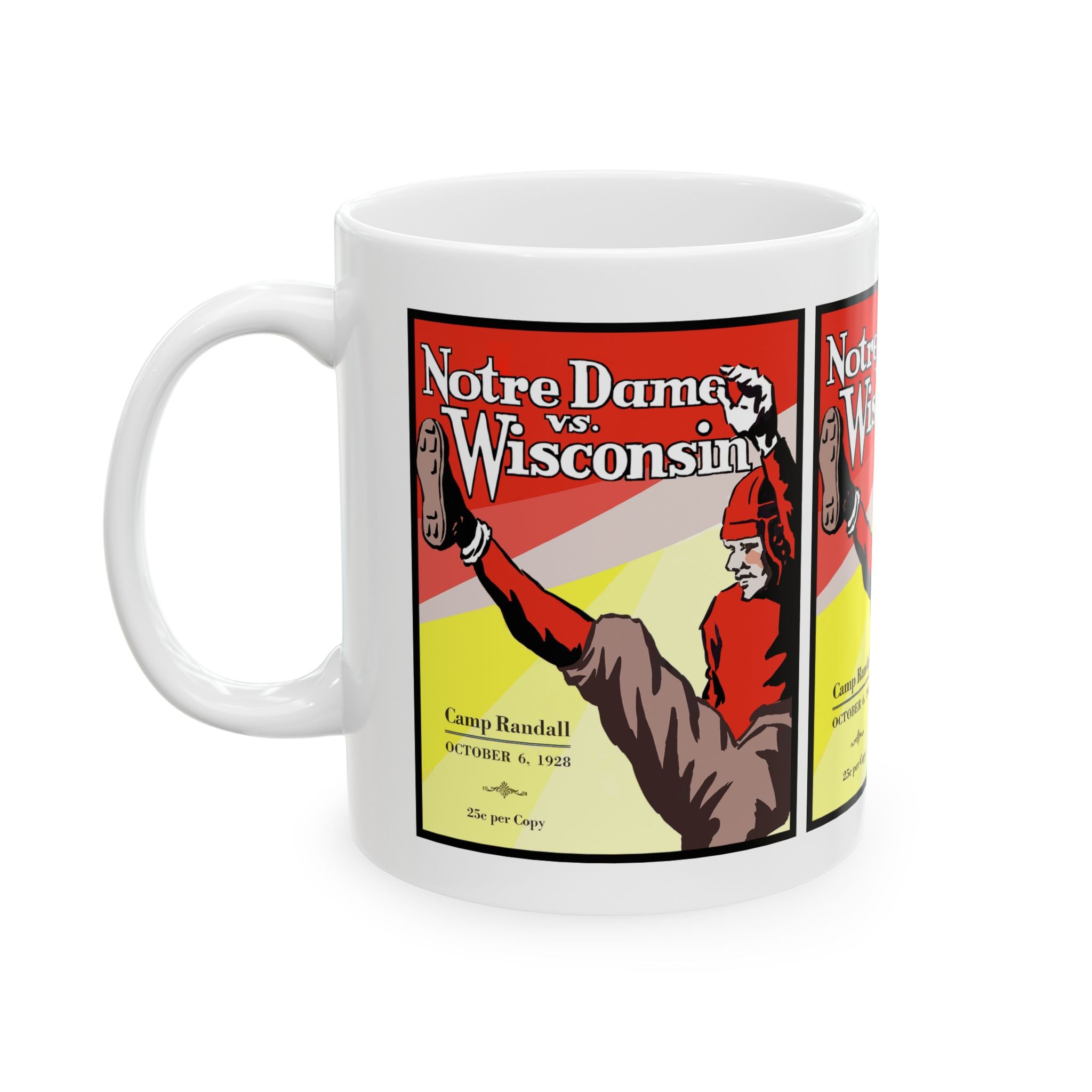 1928 Vintage Wisconsin Badgers - Notre Dame Fighting Irish Football Program Cover - Ceramic Mug, 11oz