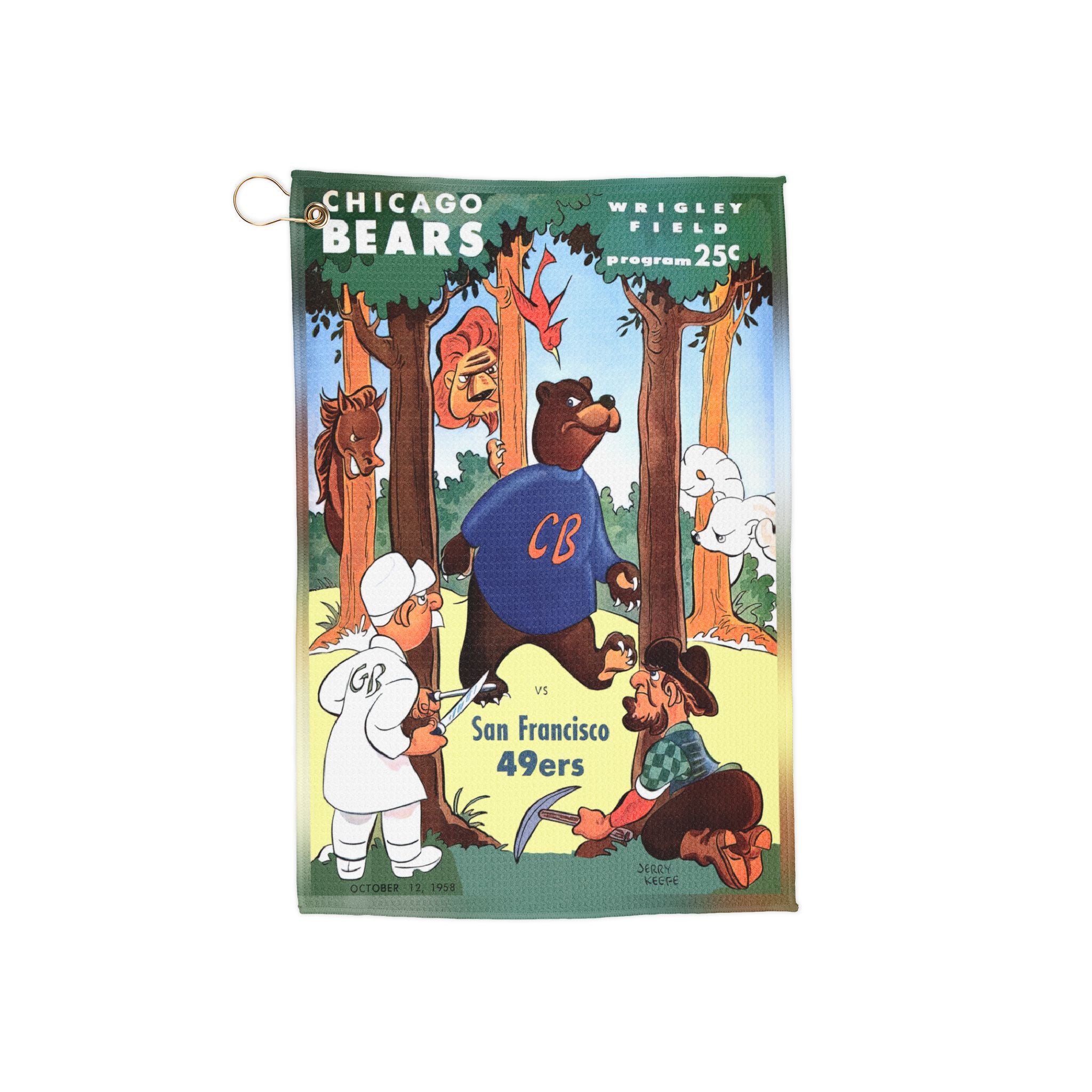 Vintage 1958 Football Chicago Bears-San Francisco 49ers Golf Towel, Sports Towel, Fan Gift, Team Merchandise, Golf Accessories