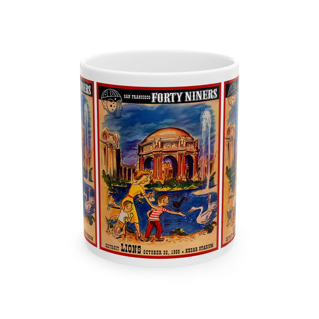 Vintage Football Ceramic Mug, Detroit Lions vs San Francisco 49ers, Retro Sports Fan Gift, Coffee Cup, Thanksgiving Gift, Football