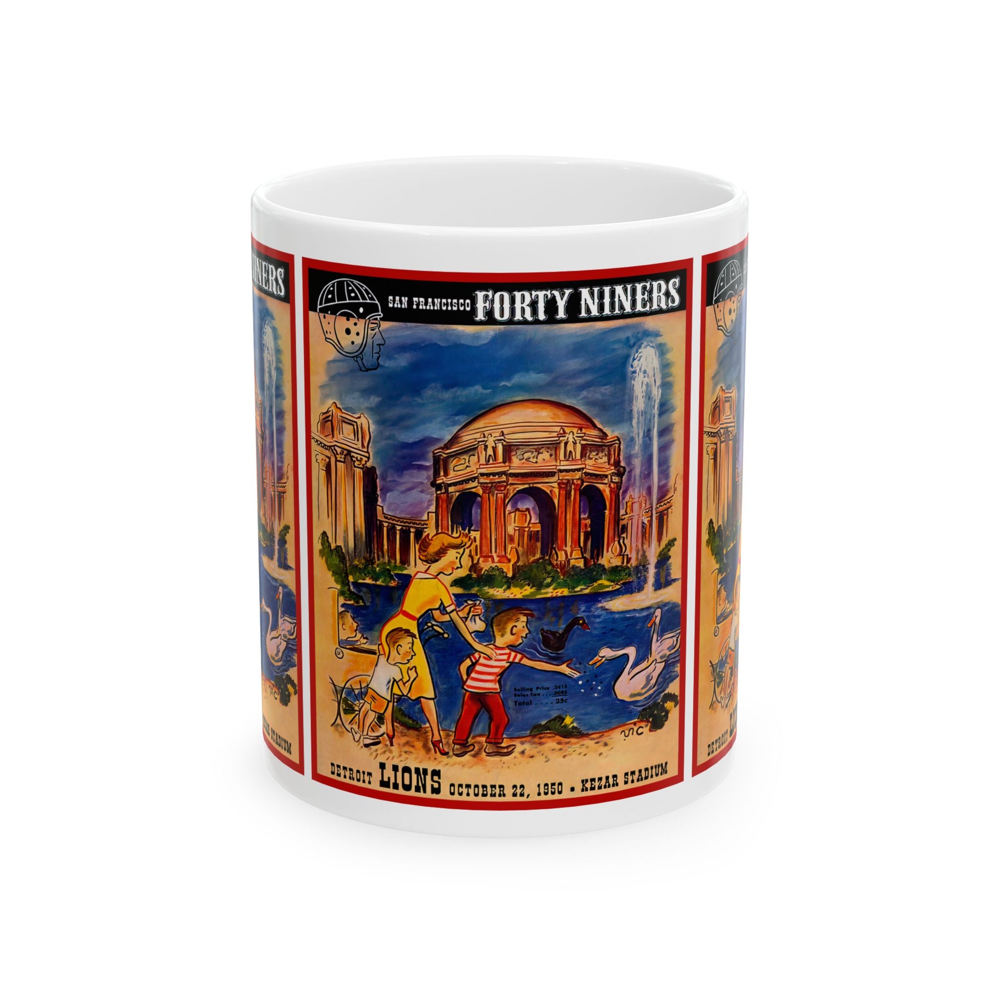 Vintage Football Ceramic Mug, Detroit Lions vs San Francisco 49ers, Retro Sports Fan Gift, Coffee Cup, Thanksgiving Gift, Football