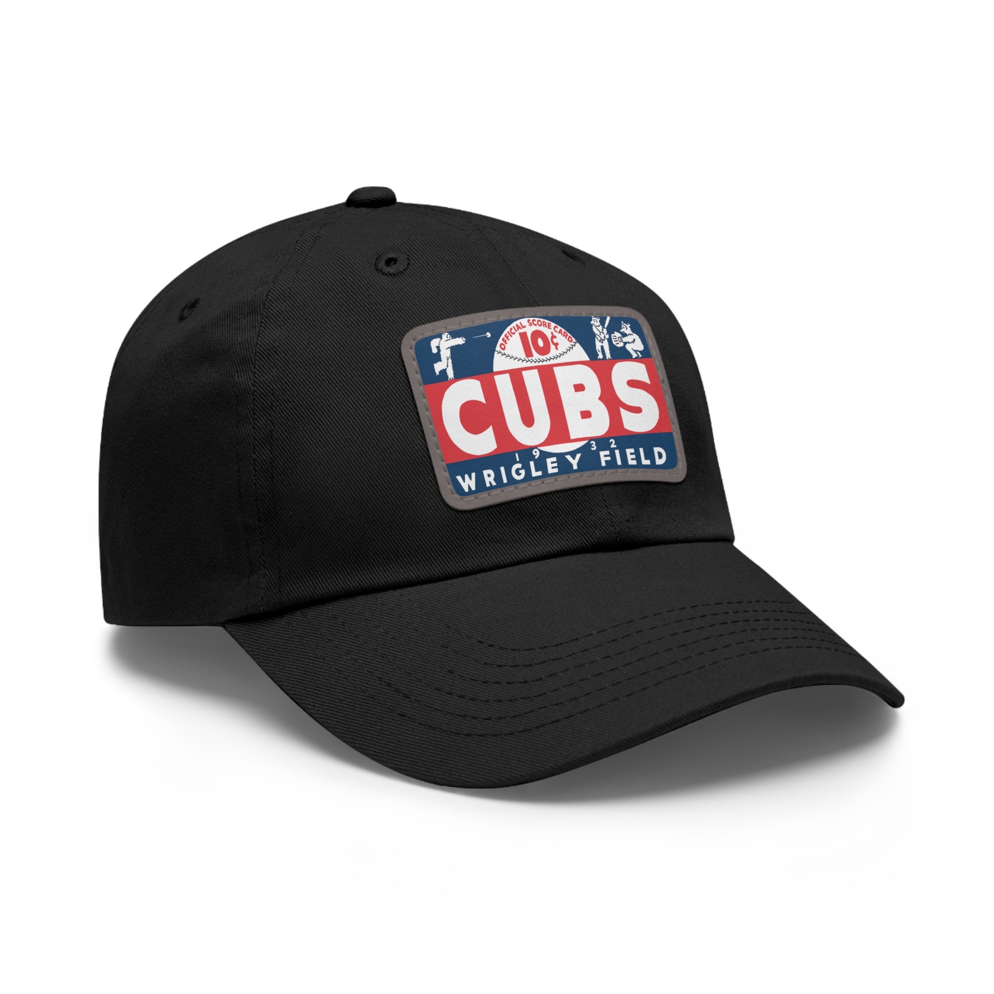 1932 Vintage Chicago Cubs Wrigley Field Scorecard Cover - Dad Hat with Leather Patch (Rectangle)