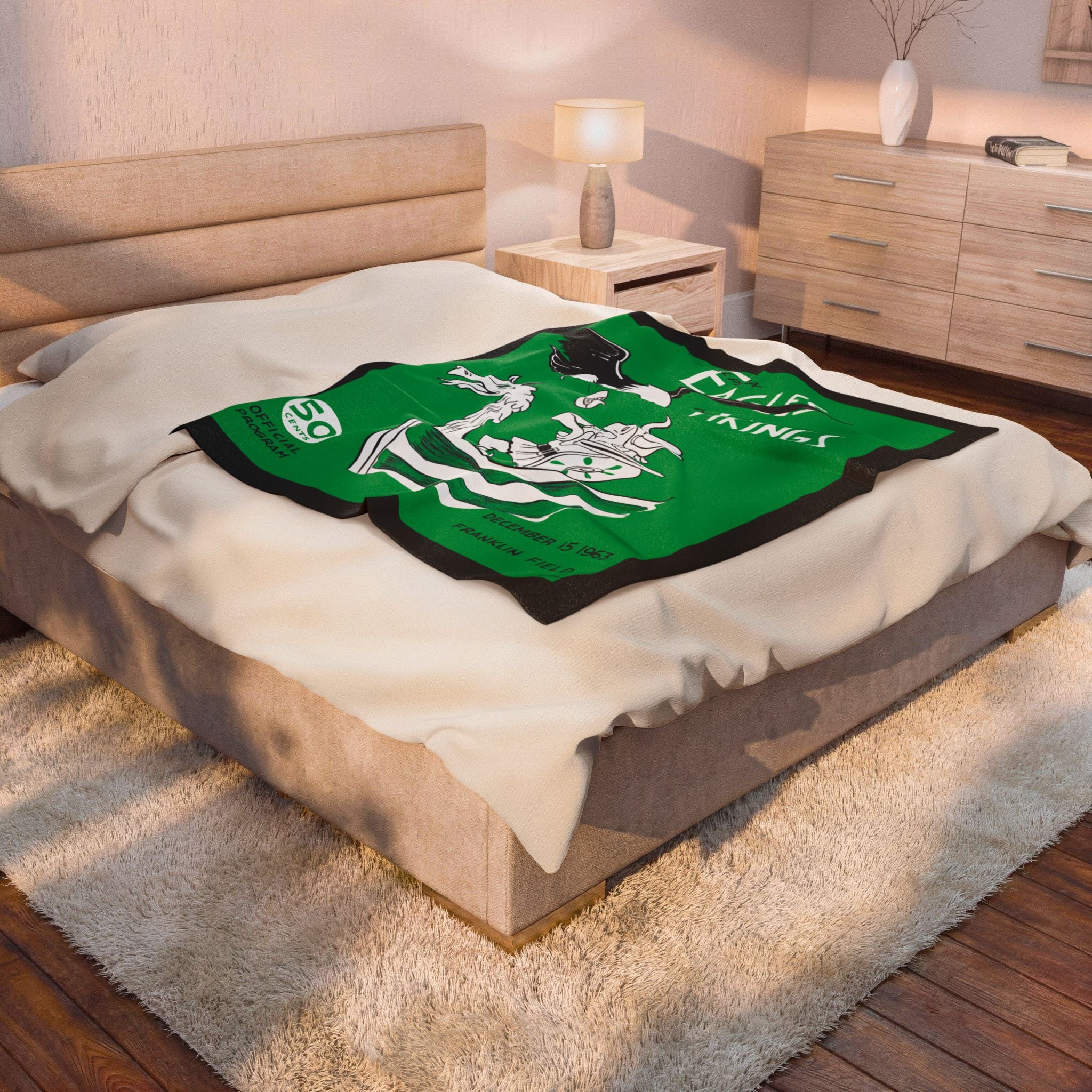 Velveteen Throw Blanket, 1963 Football Minnesota Vikings Philadelphia Eagles, Sports Fan Gift, Game Day Decor, Man Cave Decor