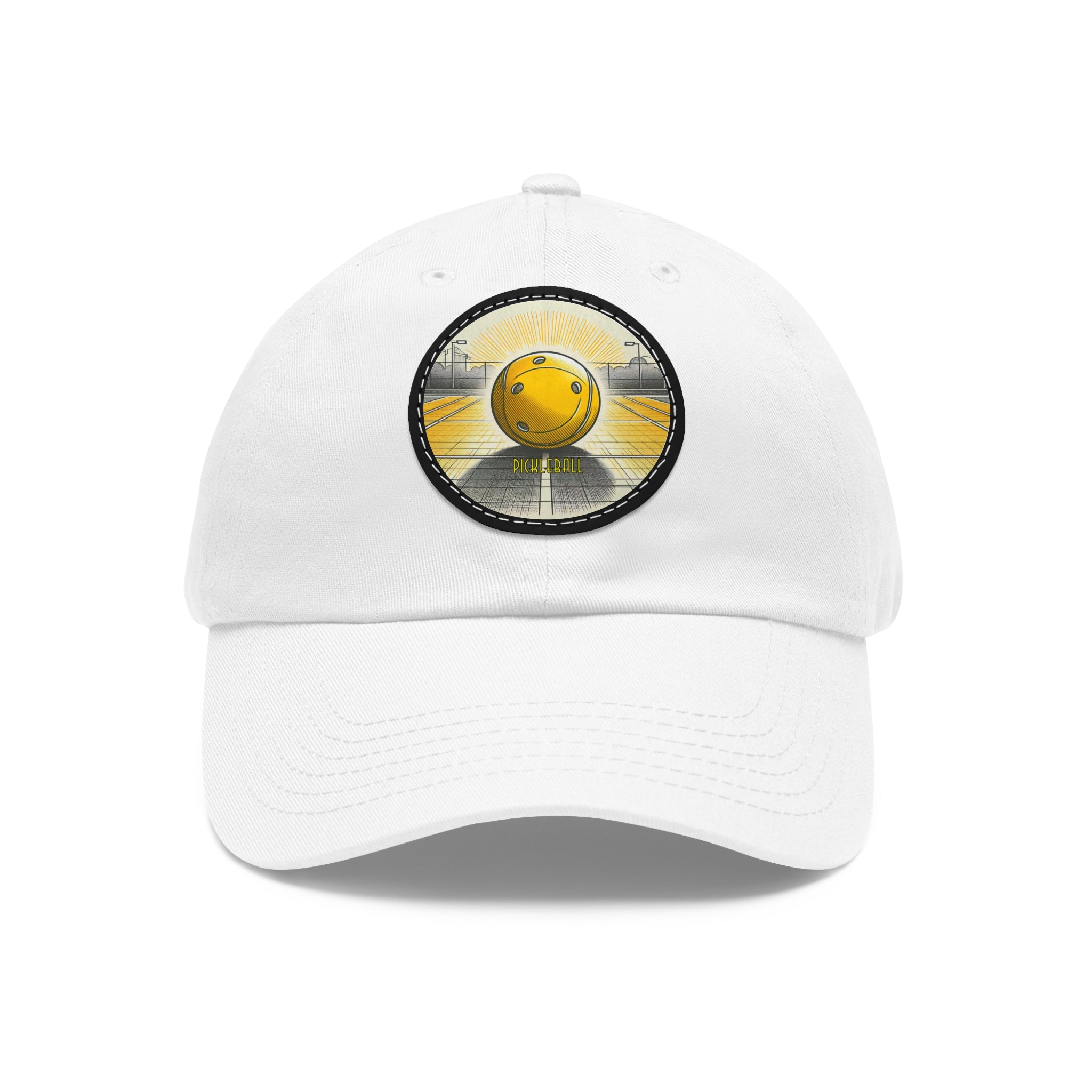 Pickleball - Dad Hat with Leather Patch (Round)