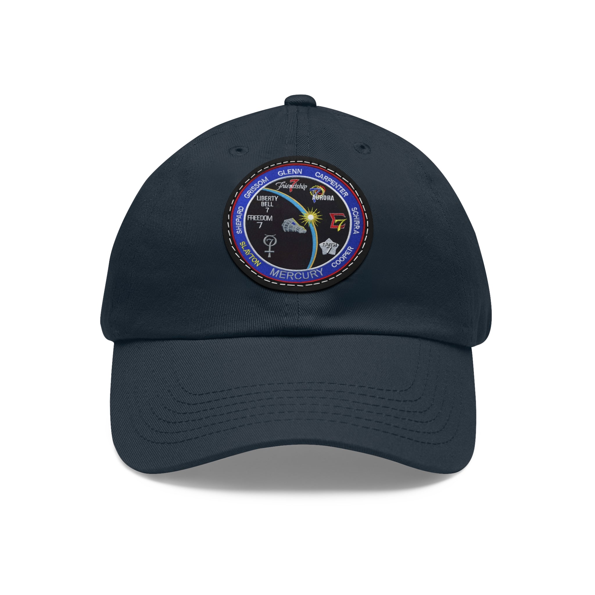 NASA Mercury Program - Flight Patch - Dad Hat with Leather Patch (Round)
