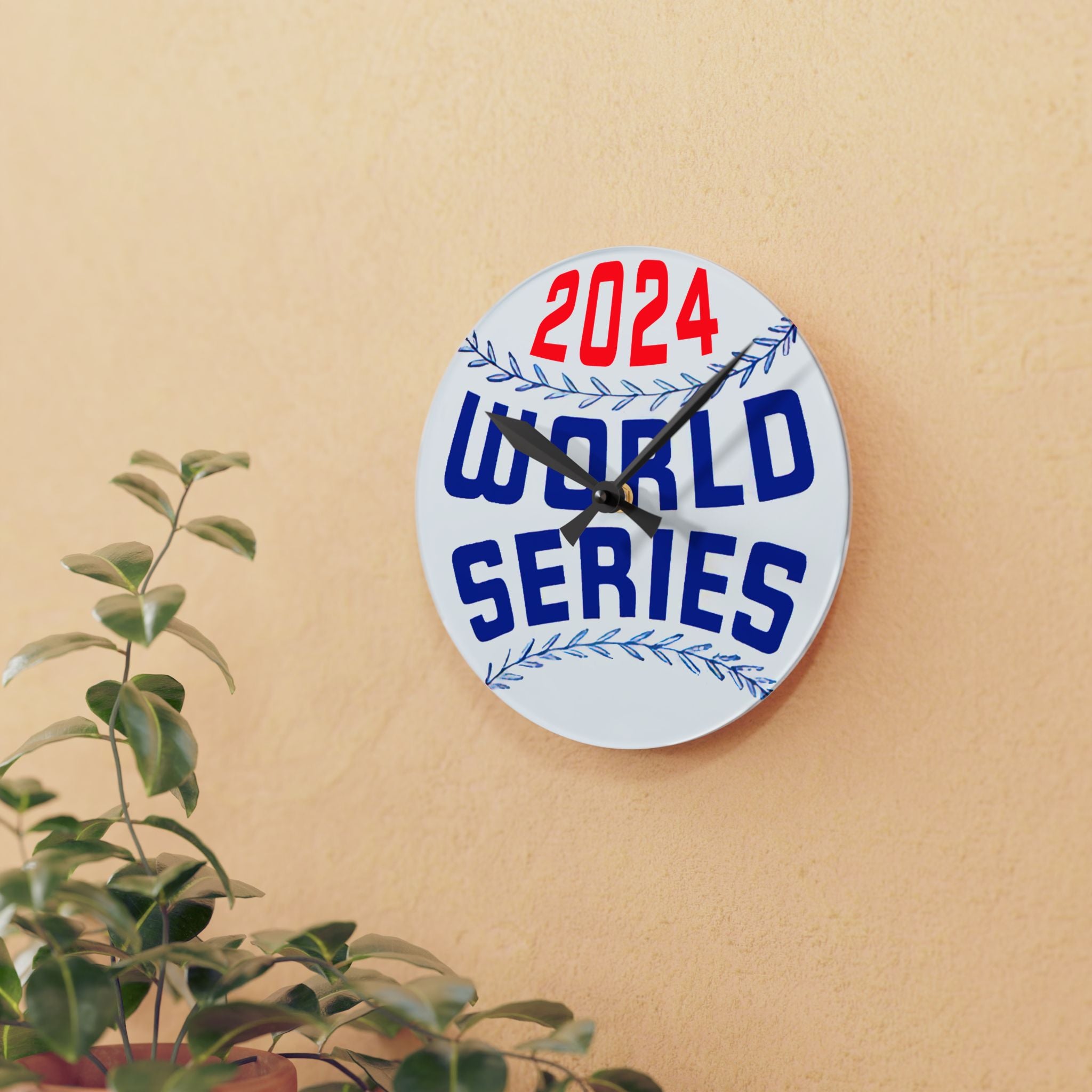 Vintage 2024 Baseball World Series Acrylic Wall Clock, Sports Fan Gift, Unique Home Decor, Man Cave Clock, Custom Sports Clock