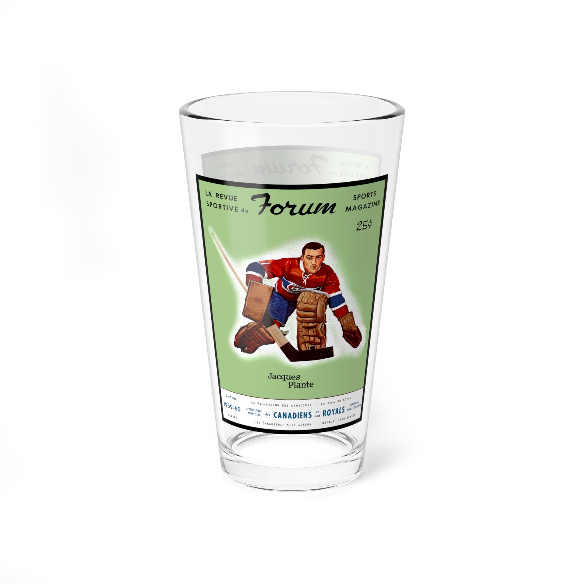 Mixing Glass - Vintage Montreal Canadiens Hockey Playoffs Program Cover, 16oz, Gift for Hockey Fans, Barware Gift, Sports Memorabilia,