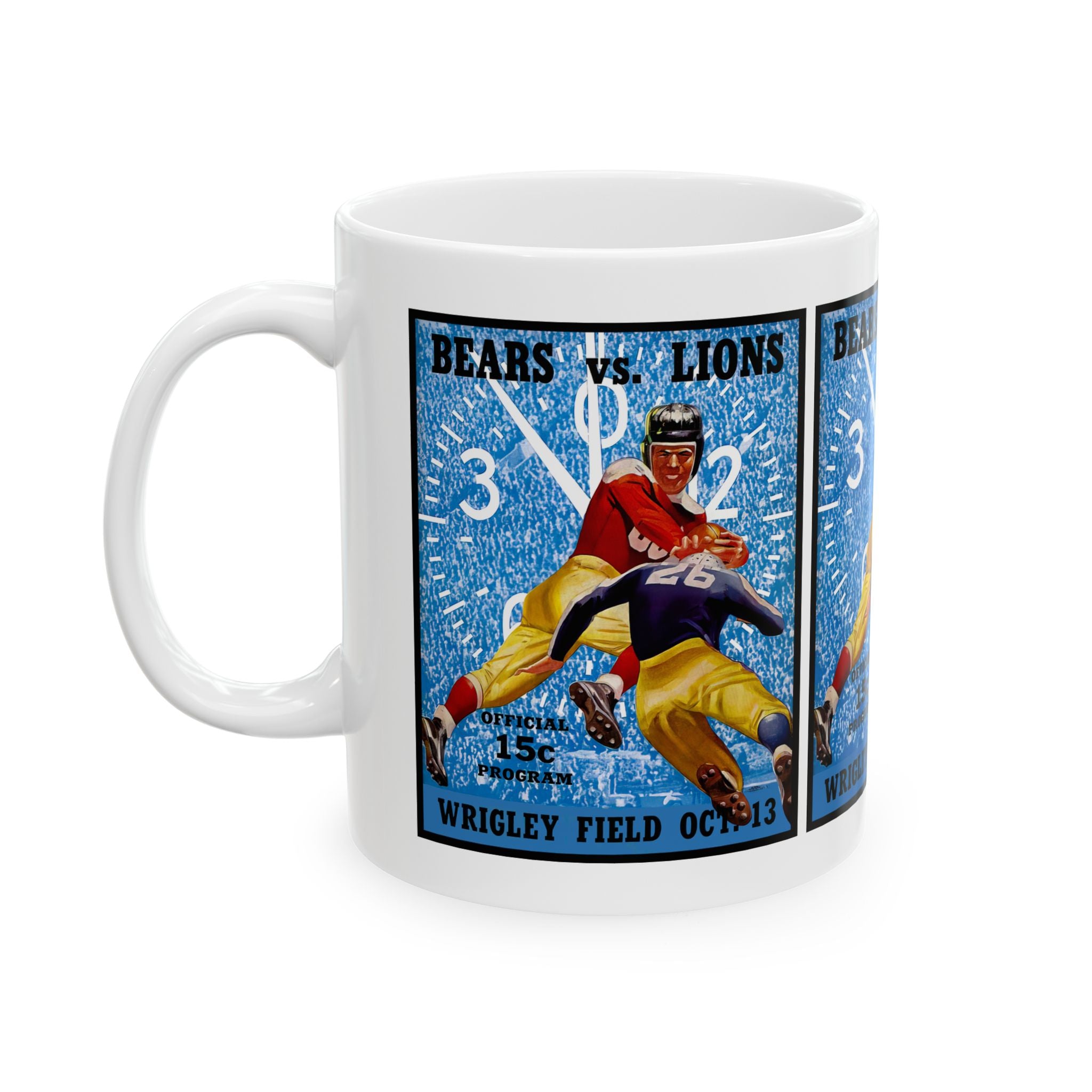Football Ceramic Mug, 1940 Chicago Bears Detroit Lions Cup for Football Fans, Sports Enthusiasts, Father's Day Gift, Birthday Present