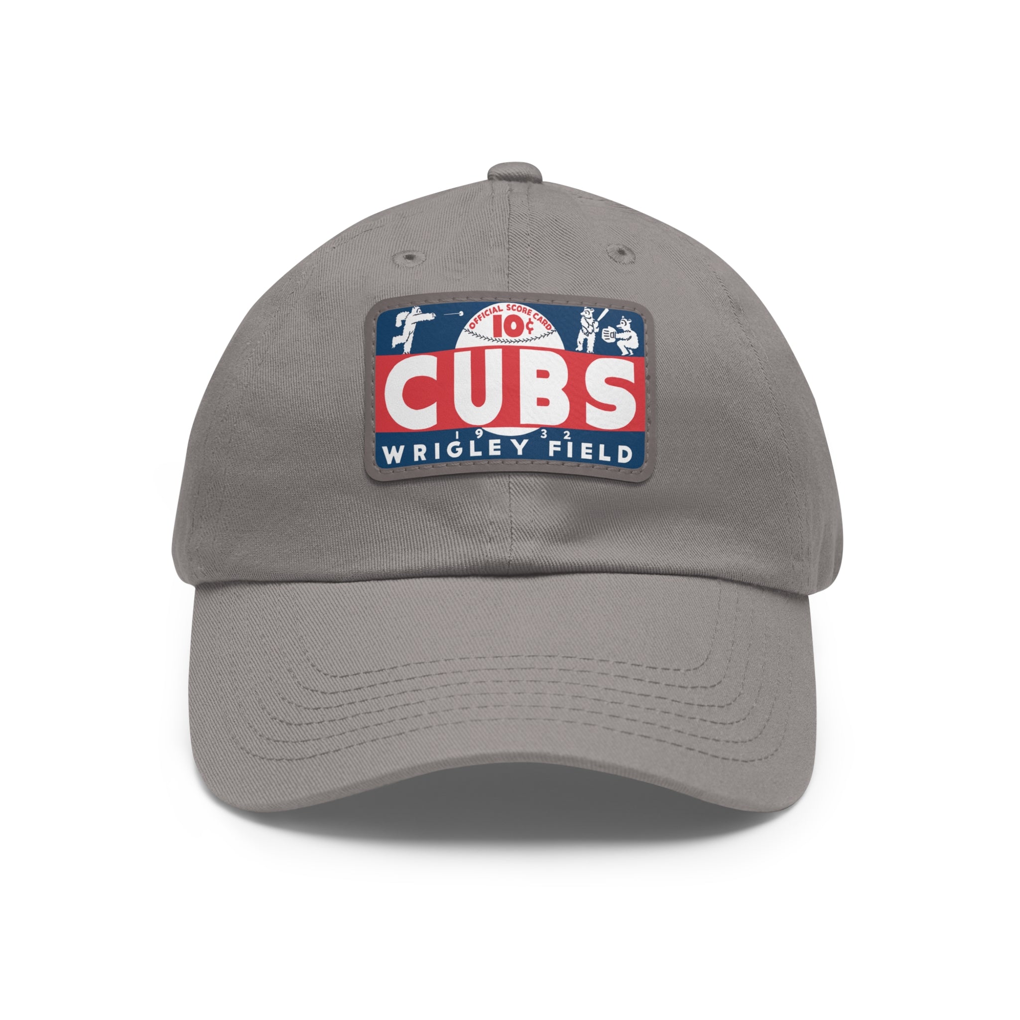 1932 Vintage Chicago Cubs Wrigley Field Scorecard Cover - Dad Hat with Leather Patch (Rectangle)