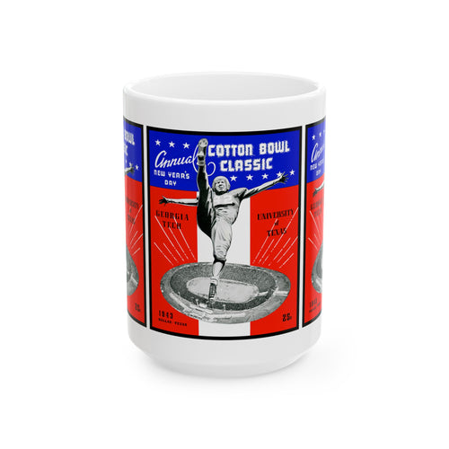 1943 Cotton Bowl Ceramic Mug — Texas vs. Georgia Tech Football Collector 11oz and 15oz
