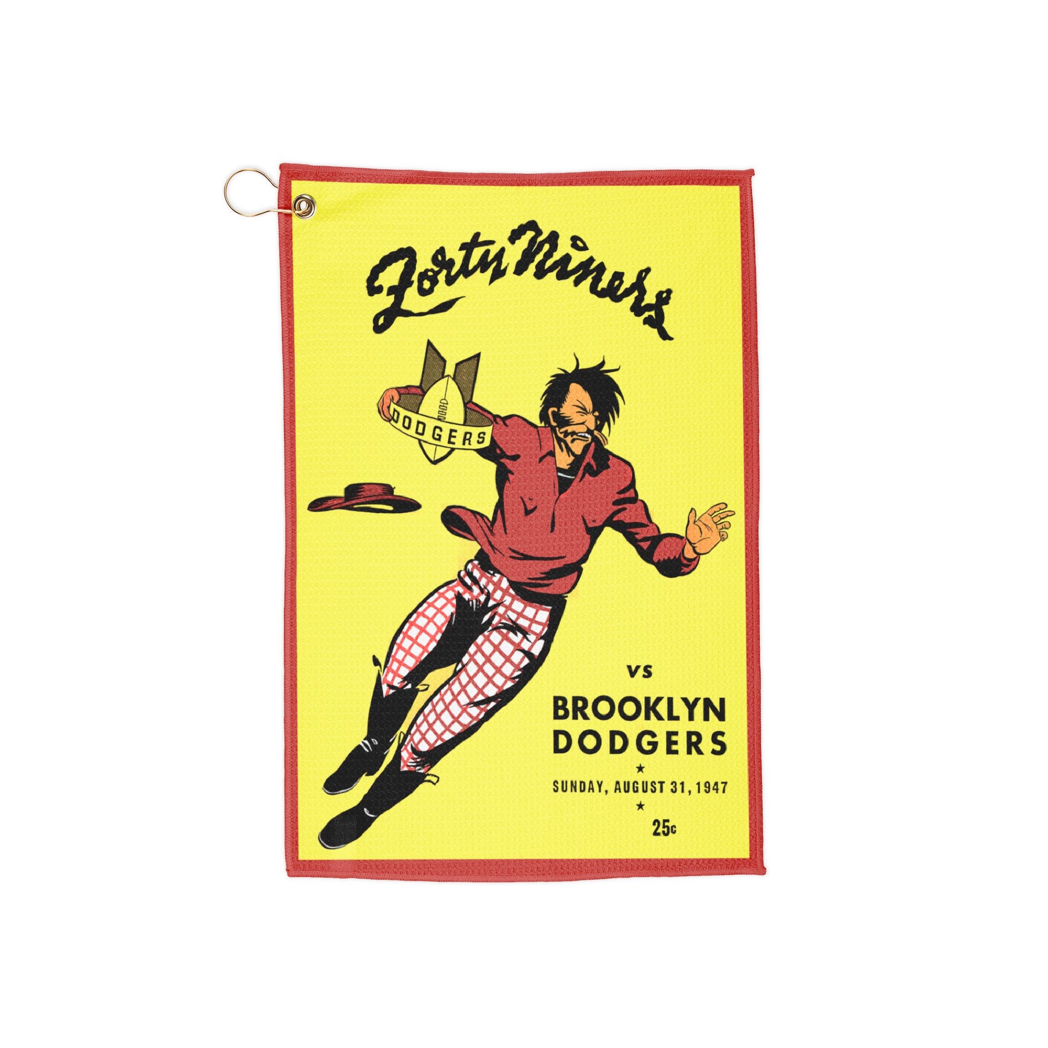 Vintage 1947 Football San Francisco 49ers-Brooklyn Dodgers Golf Towels, Sports Towels, Golf Gifts, Golf Accessories, Football Memorabilia