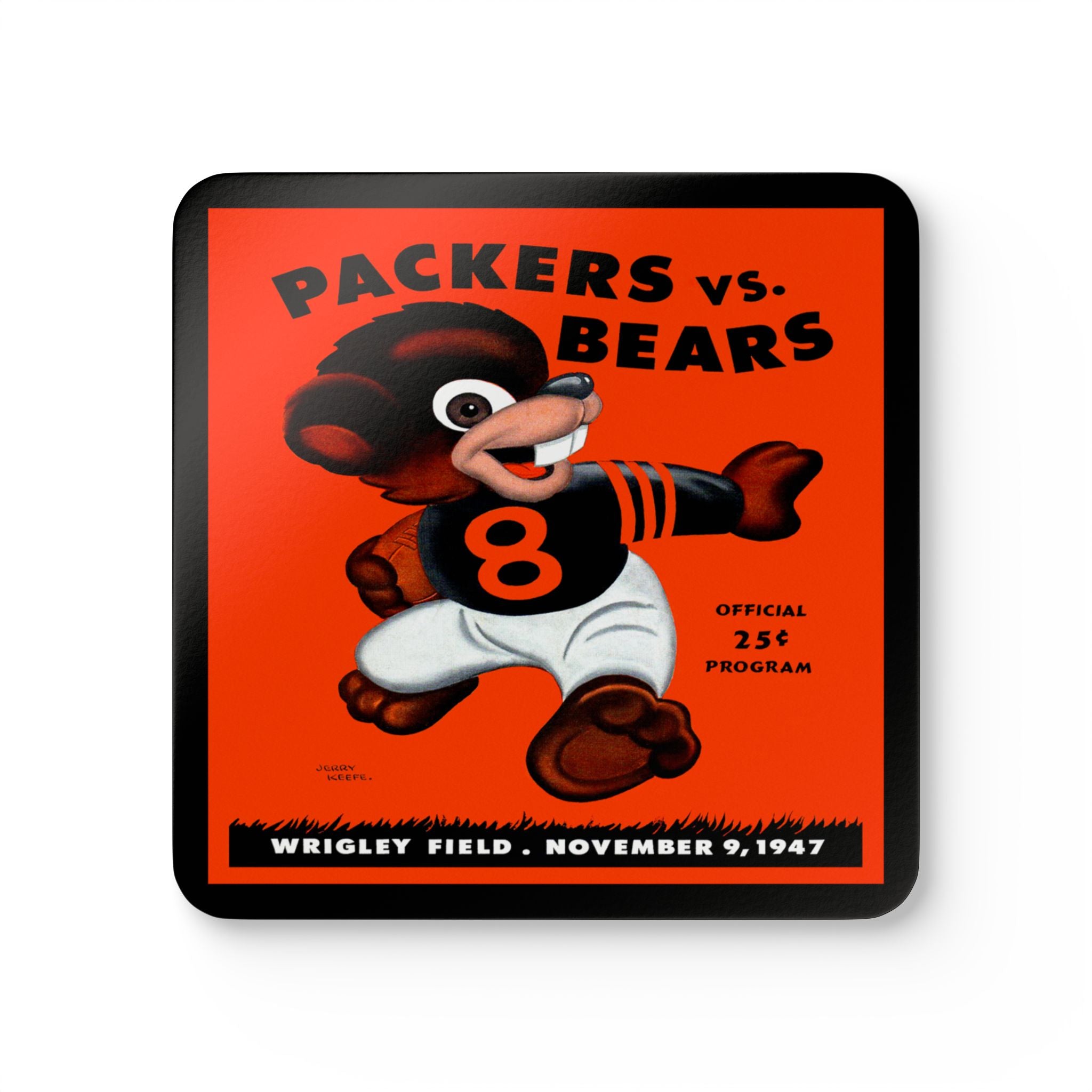 1947 Vintage Chicago - Green Bay Football Program Cover  - Corkwood Coaster Set