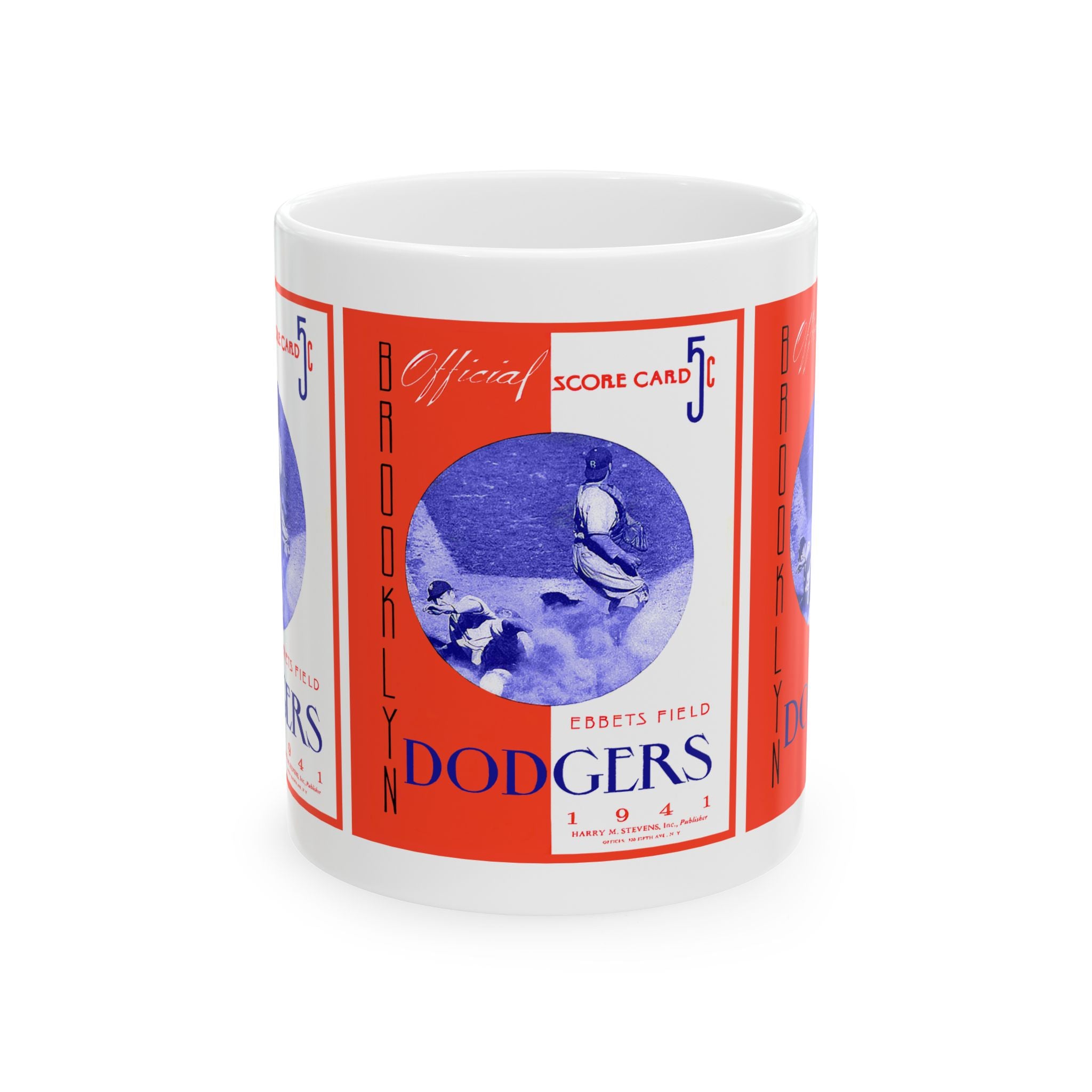 Baseball Mug, Vintage Sports Cup, Ebbets Field Fan Gift, 1941 Brooklyn Dodgers, Ceramic Coffee Mug, 11oz 15oz Tea Cup