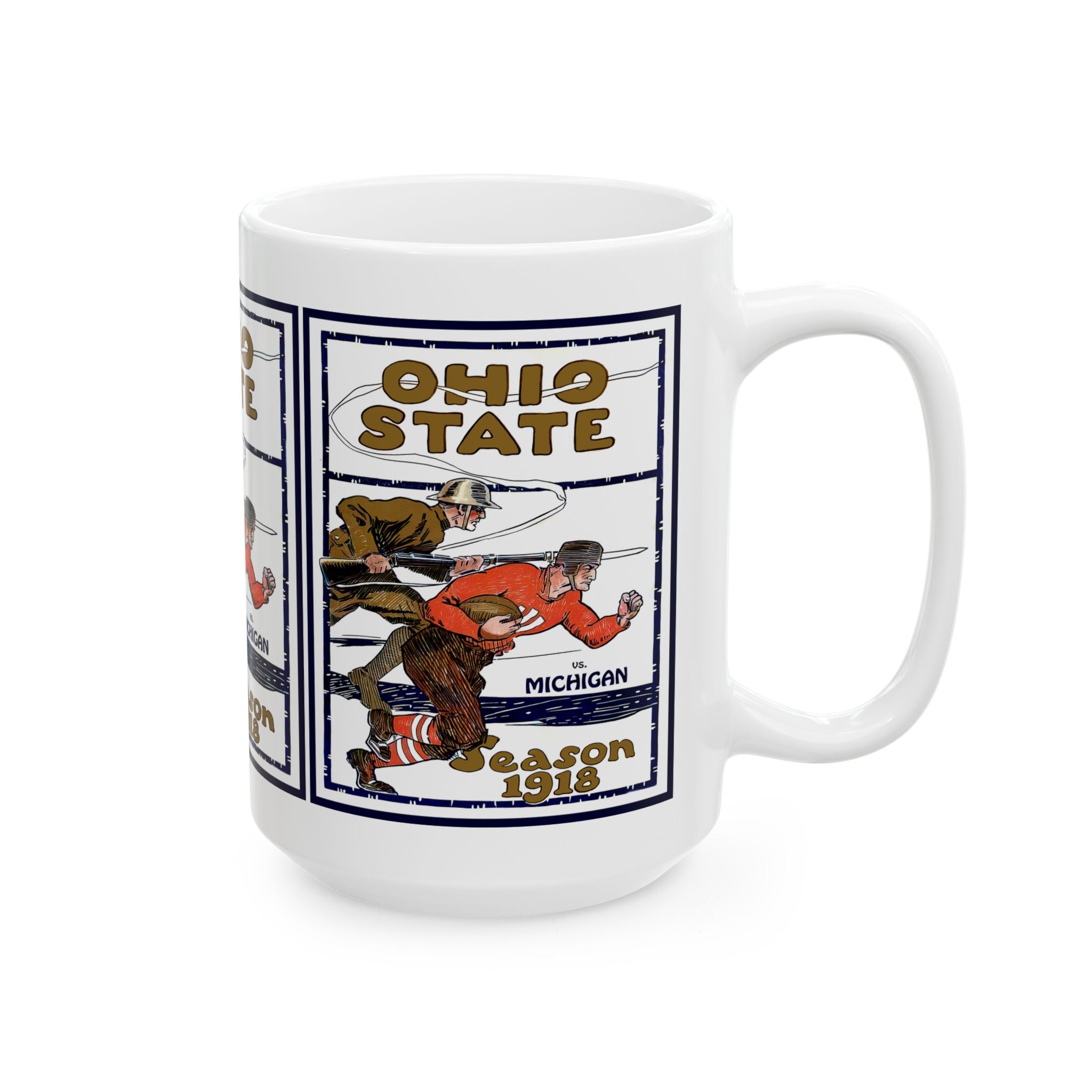 College Football Ceramic Mug, 1918 Ohio State Michigan Football, Sports Fan Gift, Football Fan Cup, Unique Pottery Mug, Game Day Drinkware