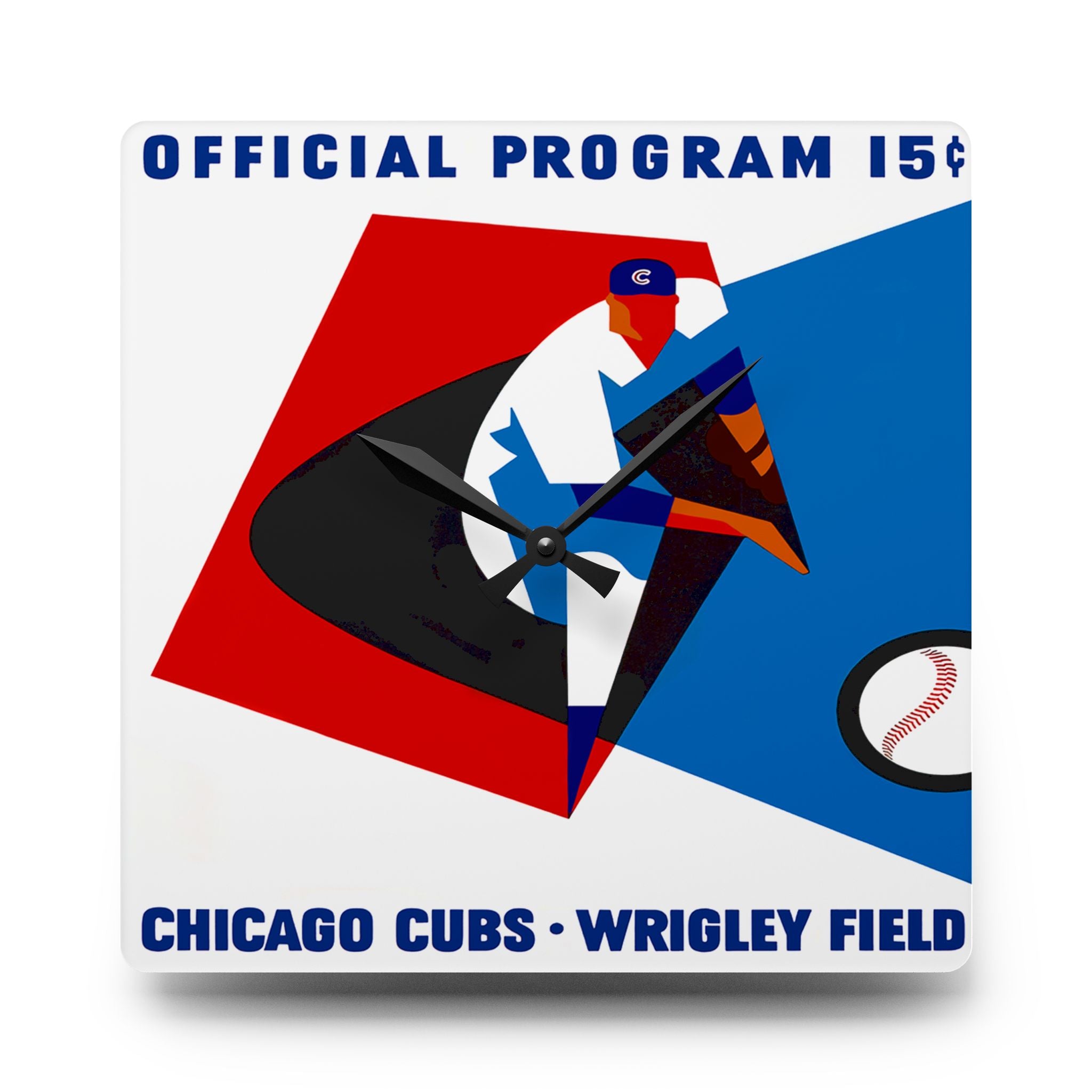 1965 Vintage Chicago Cubs Baseball Program Cover - Acrylic Wall Clock
