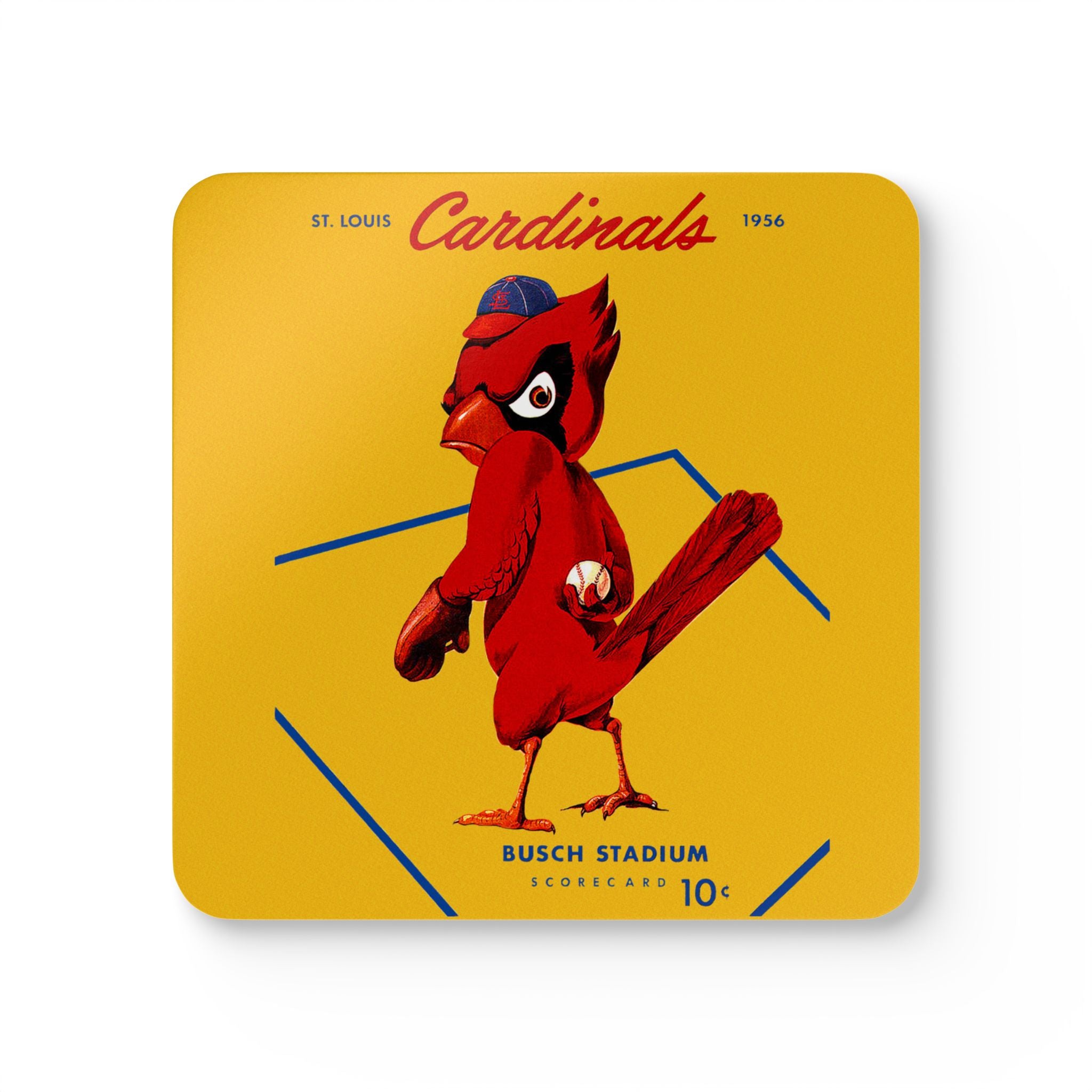 1956 Vintage St Louis Cardinals Scorecard Cover - Corkwood Coaster Set