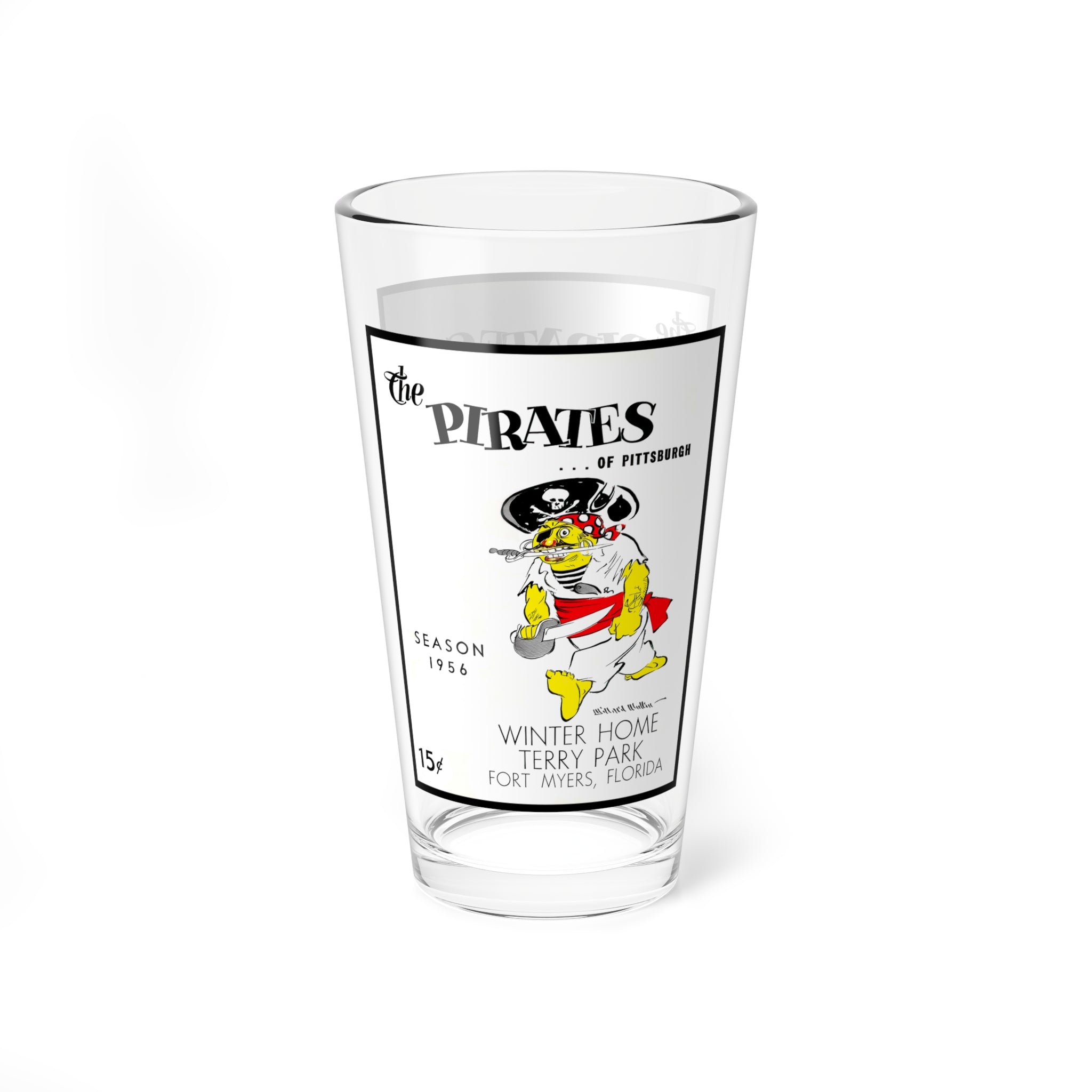 1956 Pittsburgh Baseball Mixing Glass 16oz | Vintage Baseball Glassware