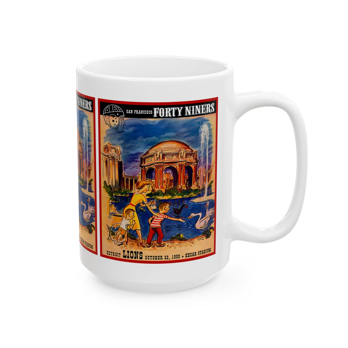 Vintage Football Ceramic Mug, Detroit Lions vs San Francisco 49ers, Retro Sports Fan Gift, Coffee Cup, Thanksgiving Gift, Football