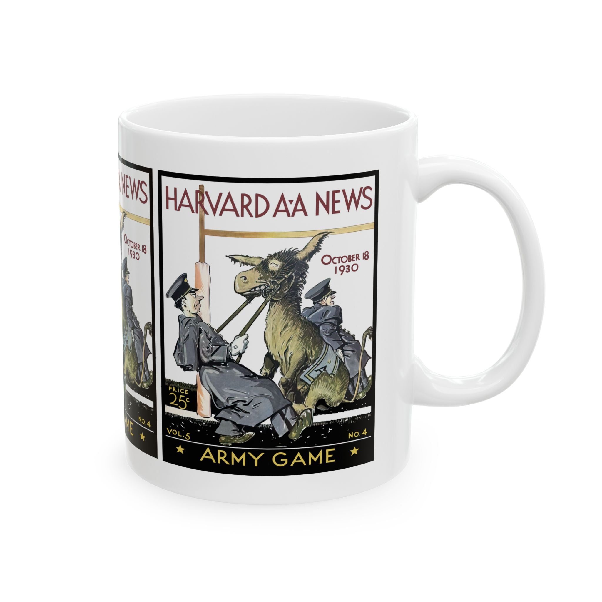 Vintage Army-Harvard Football Program Cover Ceramic Mug, 1930 Sports Fan Gift, Coffee Cup, Retro Football Memorabilia, Father's Day Present,