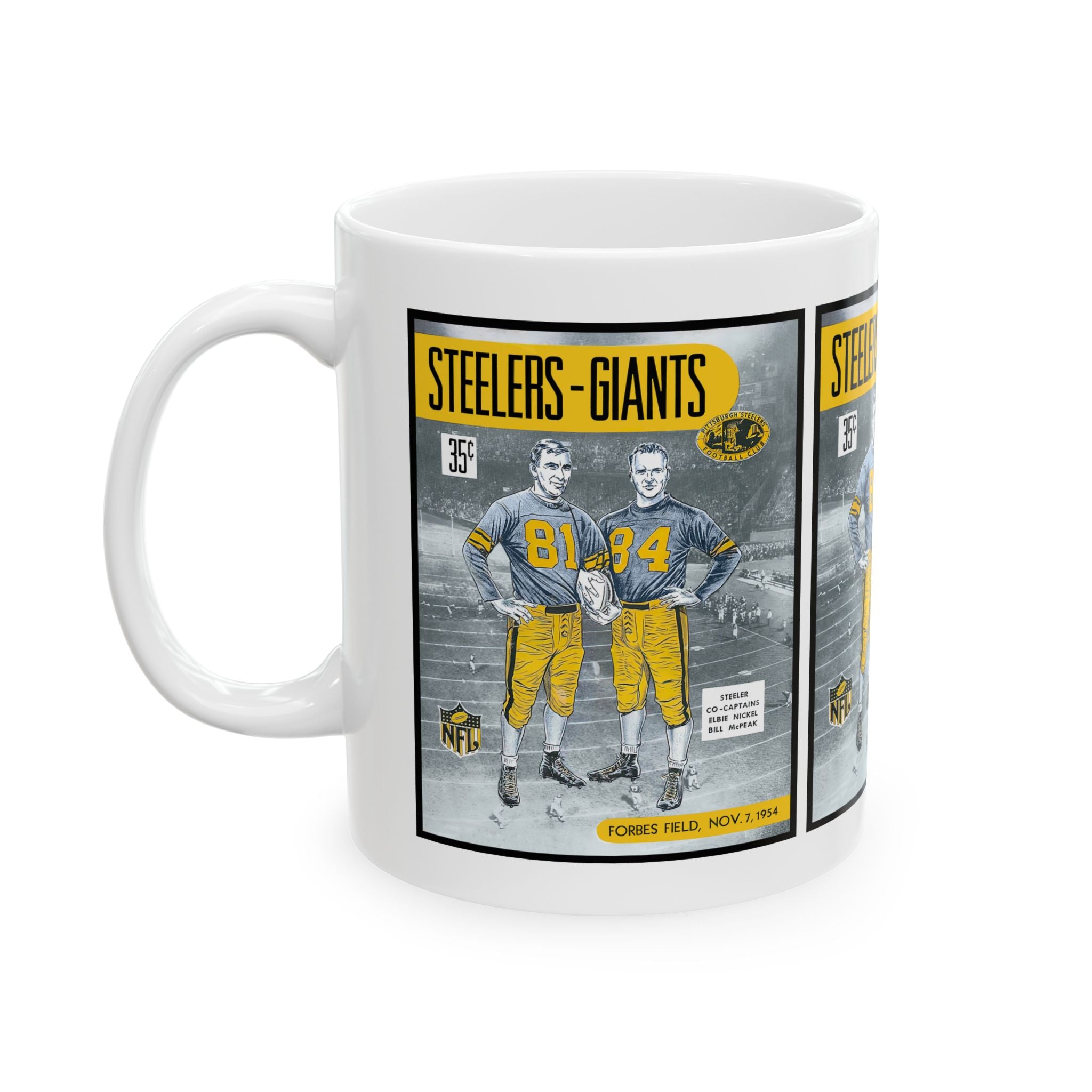 1954 Football Giants vs Steelers Ceramic Mug — Vintage Game Day Coffee Cup (11oz, 15oz)
