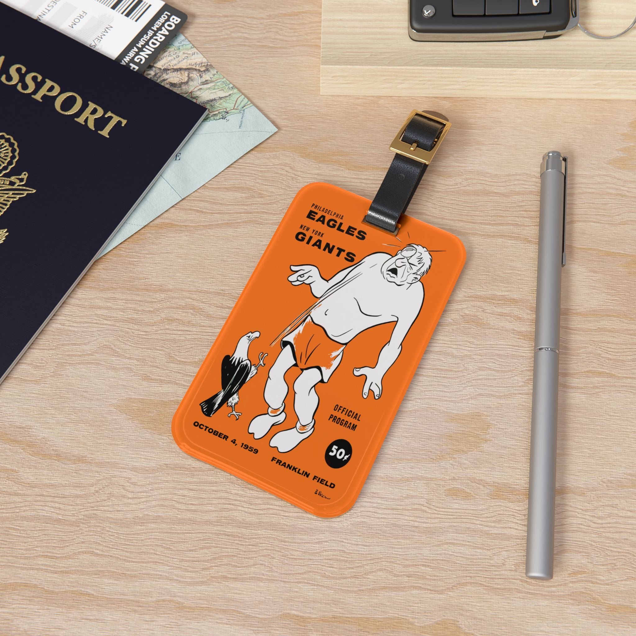 1959 New York vs Philadelphia Football Luggage Tag | Vintage Design