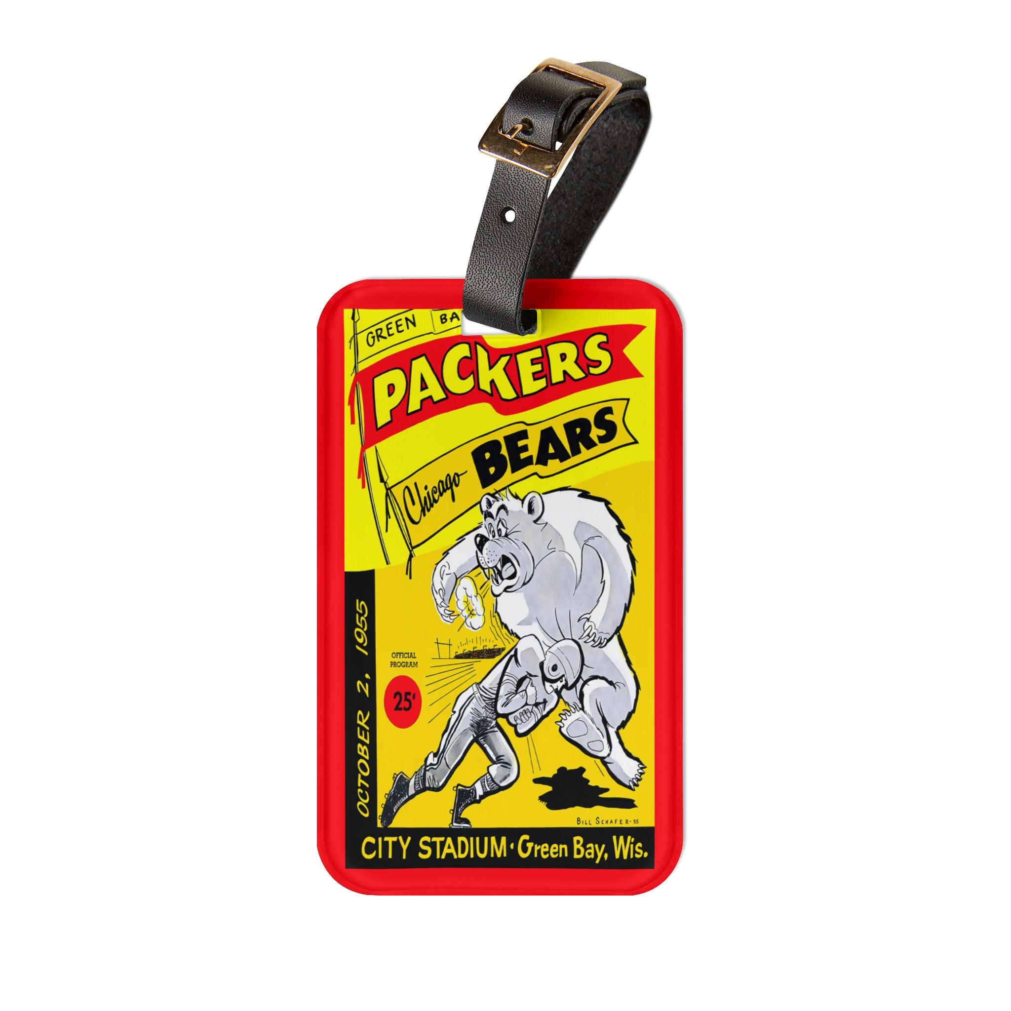 1955 Football Chicago vs Green Bay Luggage Tag