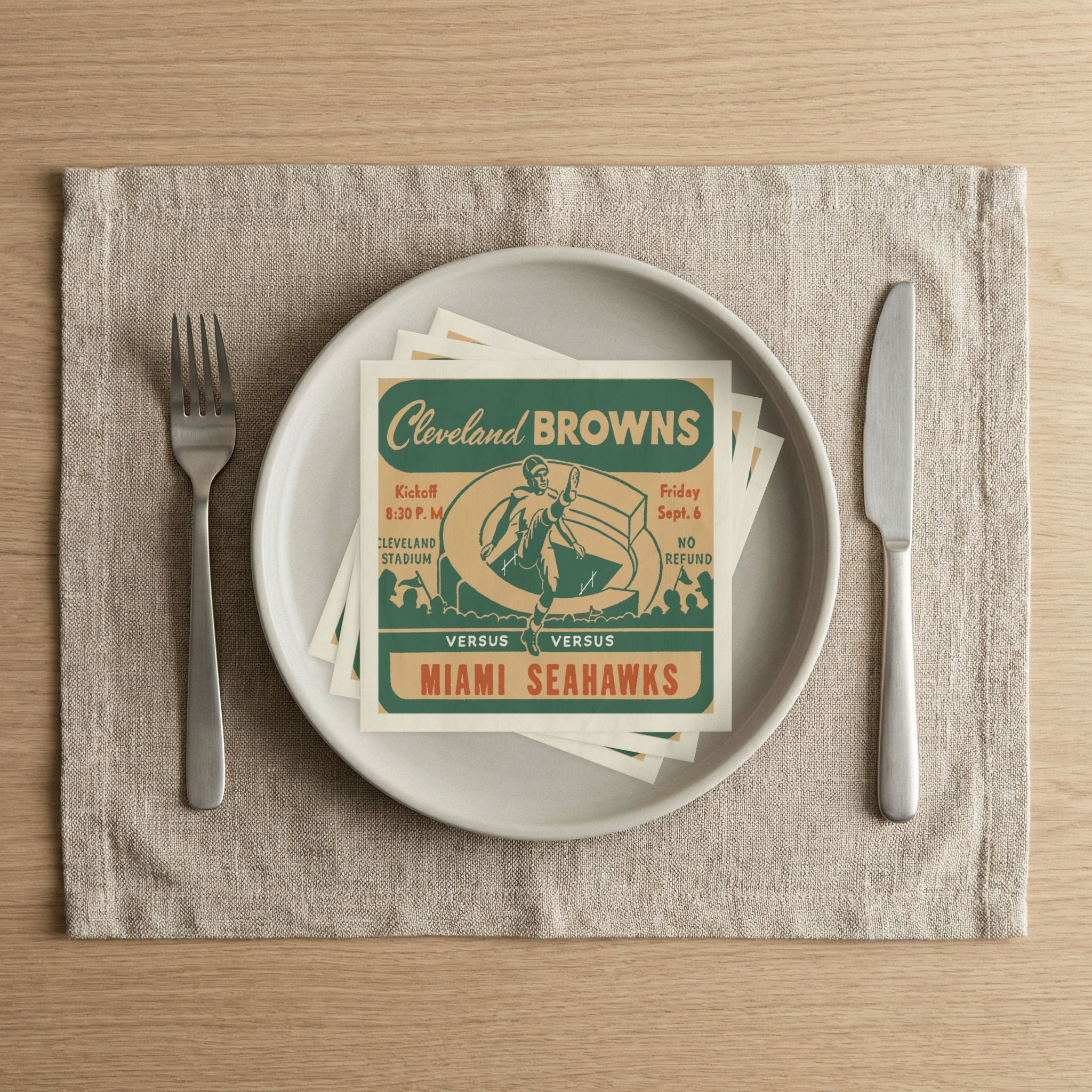 Retro Football Game Napkins - 1946 AAFC Cleveland Browns vs. Miami Seahawks 50 Count