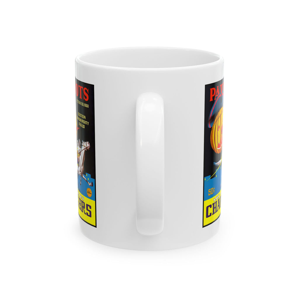 1960 Vintage Los Angeles Chargers - Boston Patriots Football Program Cover - Ceramic Mug, 11oz