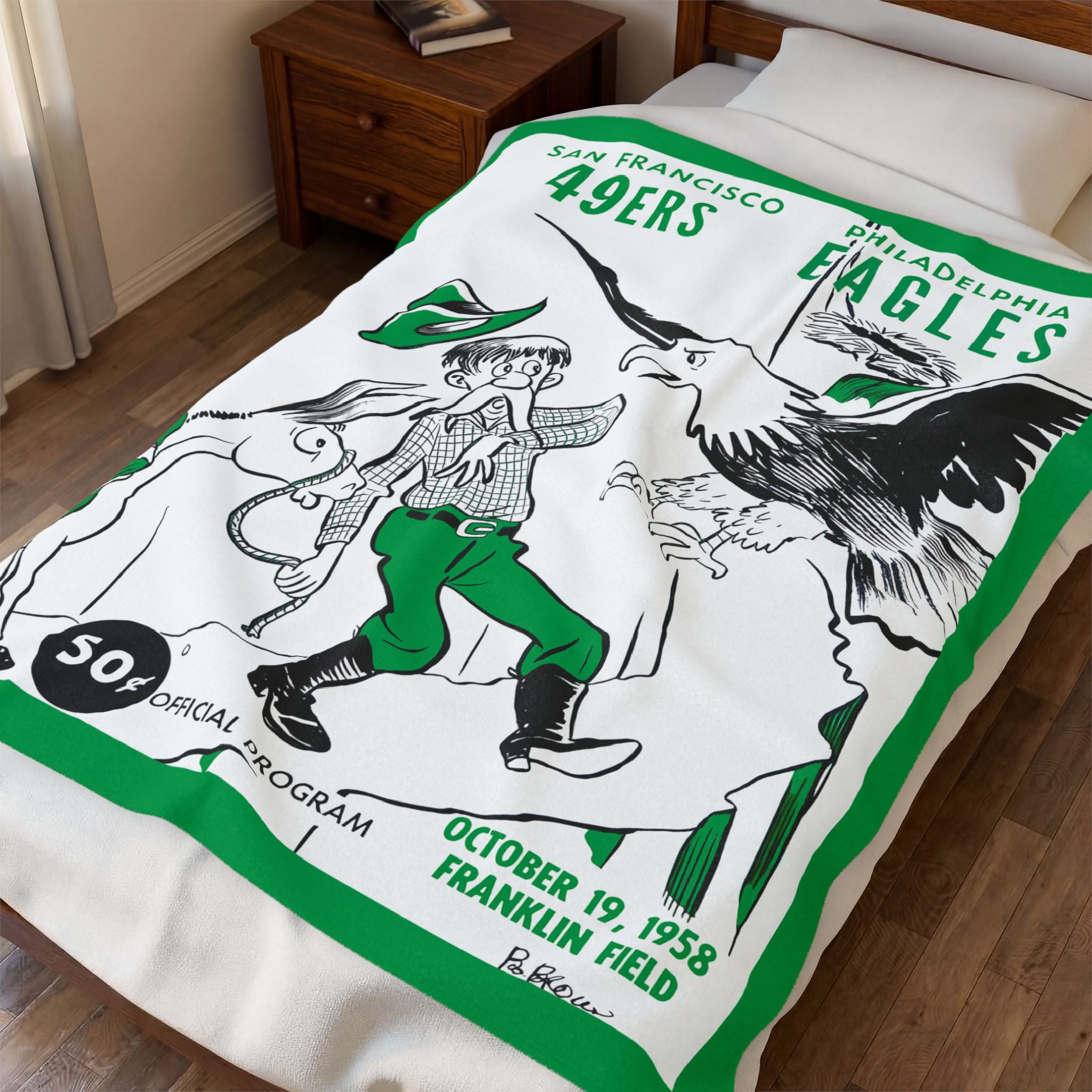 Throw Blanket, Vintage 1958 Football San Francisco 49ers Philadelphia Eagles, Sports Fan Gift, Home Decor, Bedding, Couch Throw, Football