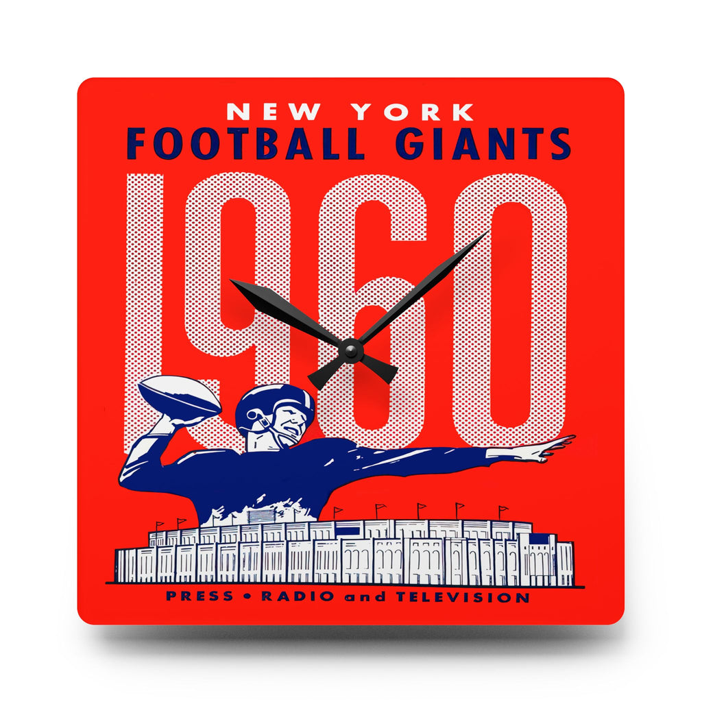 1960 Vintage New York Giants Football Media Guide Cover - Acrylic Wall Clock
