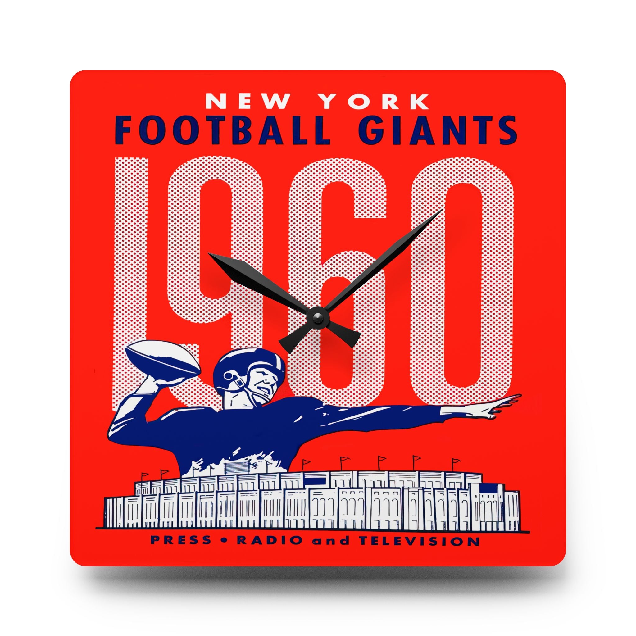 1960 Vintage New York Giants Football Media Guide Cover - Acrylic Wall Clock